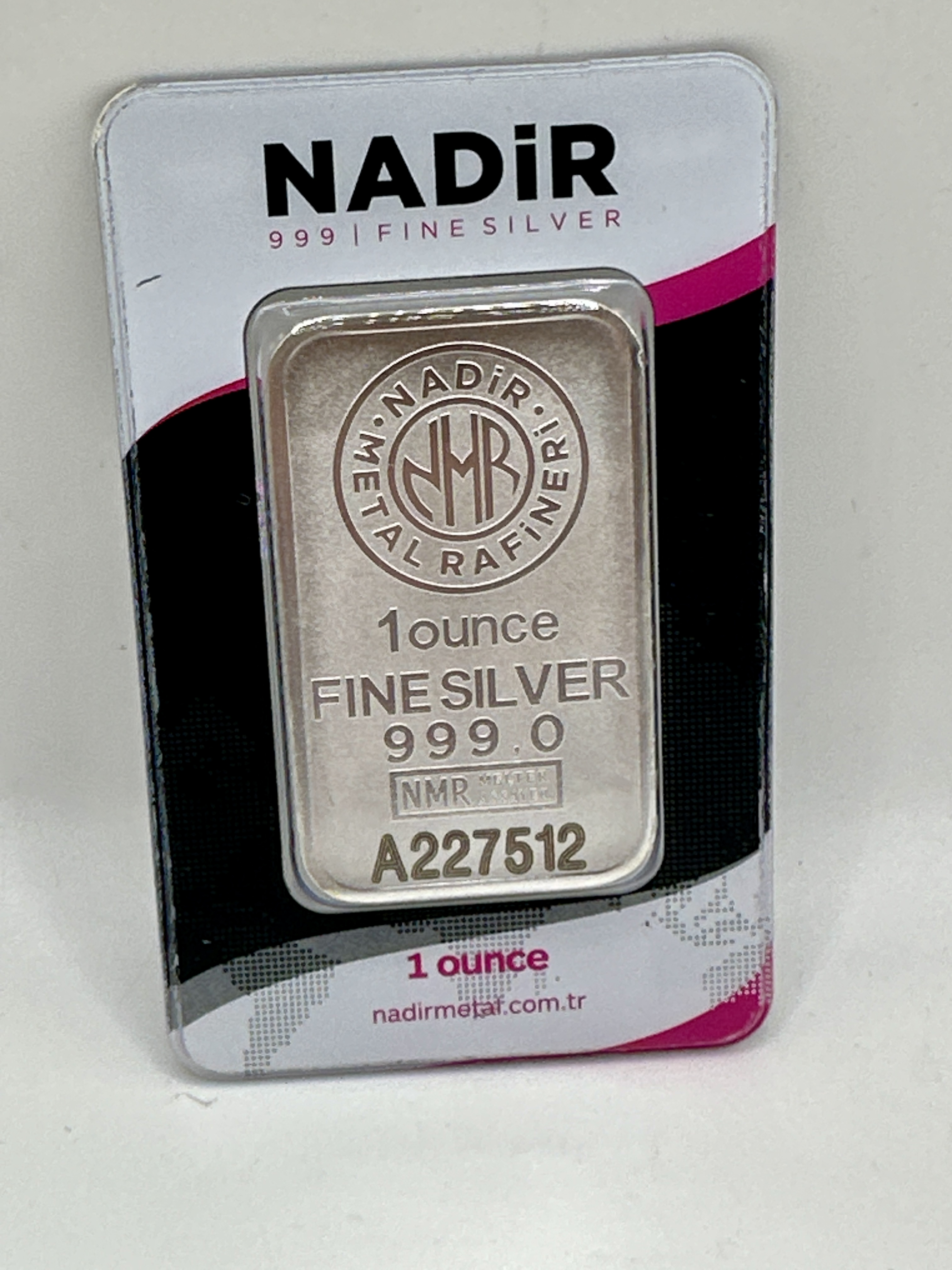 Nadir Metal Rafineri 1 oz .999 Fine Silver Bullion Bar in Assay Card
