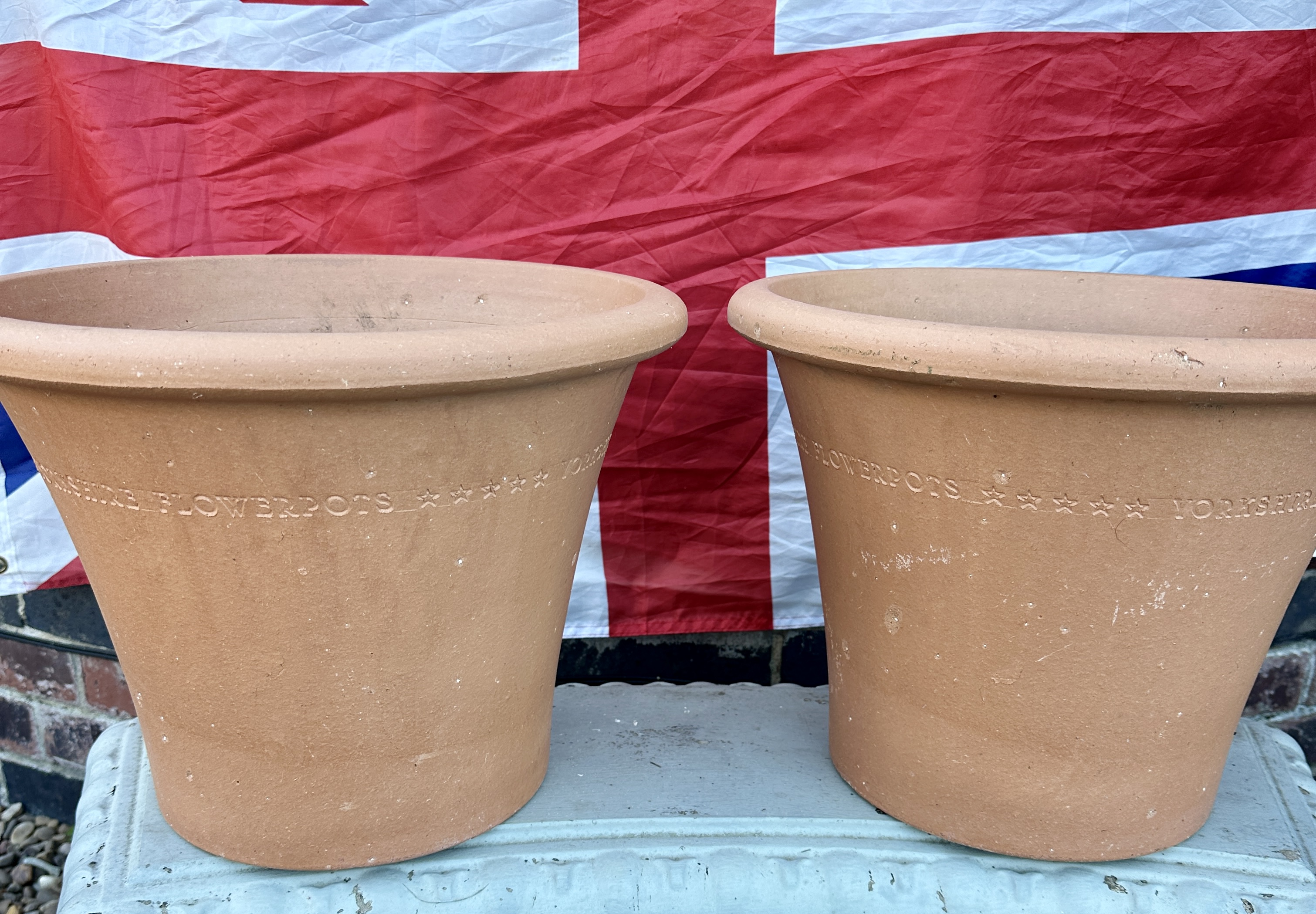 A Pair of Yorkshire Flowerpots Terracotta Garden Planters