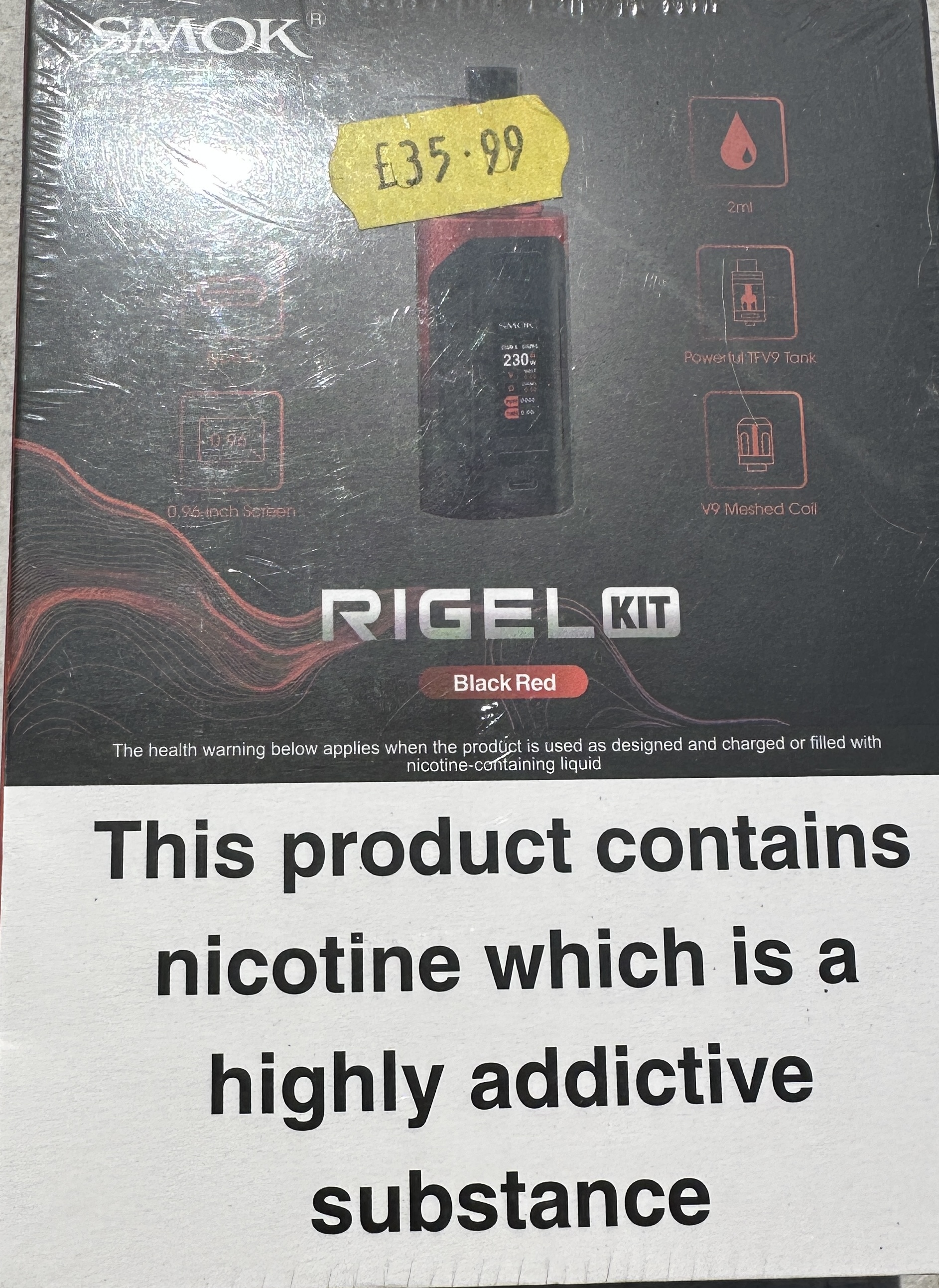 SMOK Rigel 230W Box Mod Kit in Black Red