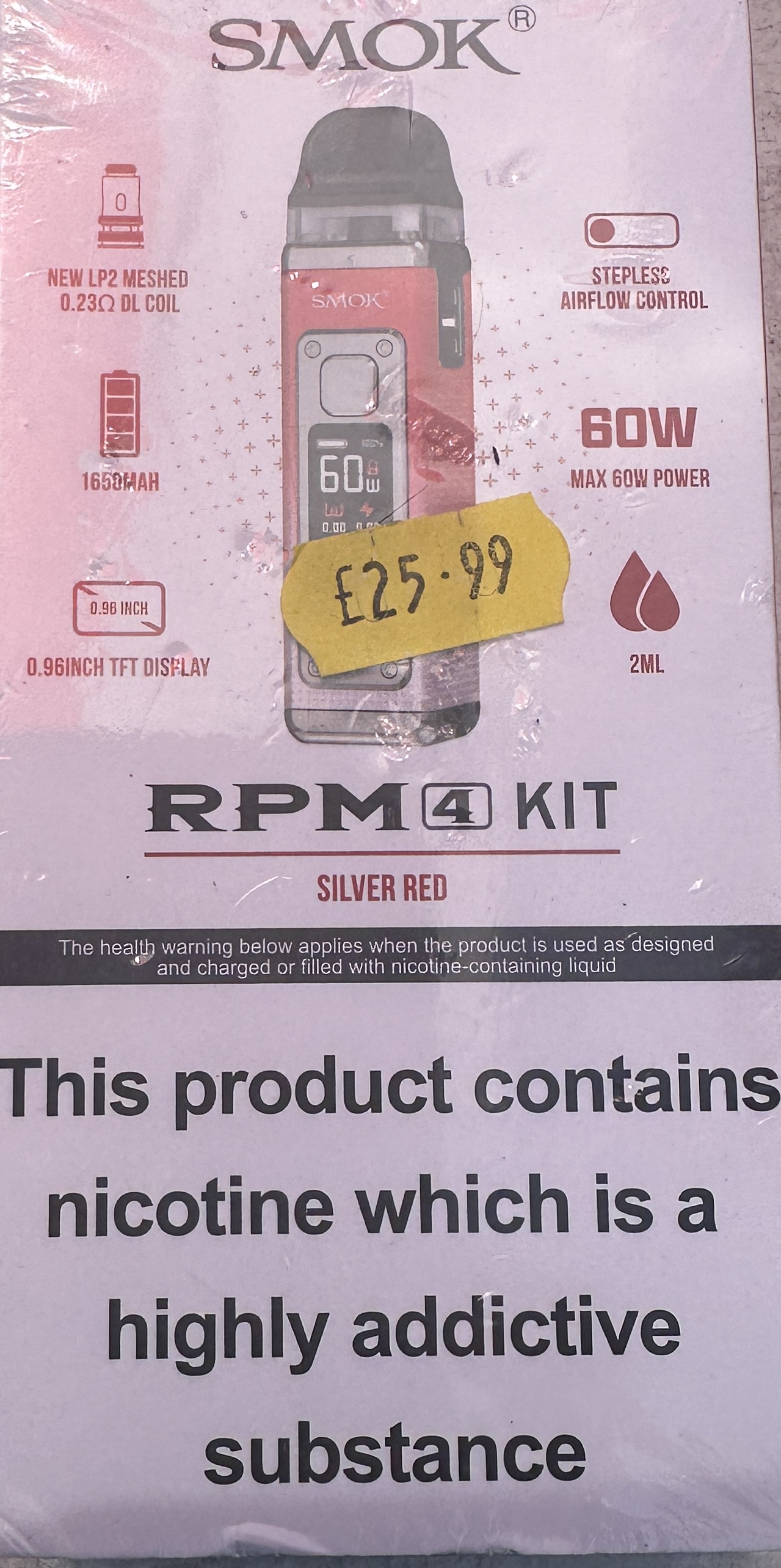 SMOK RPM 4 60W Vape Pod Kit in Silver Red