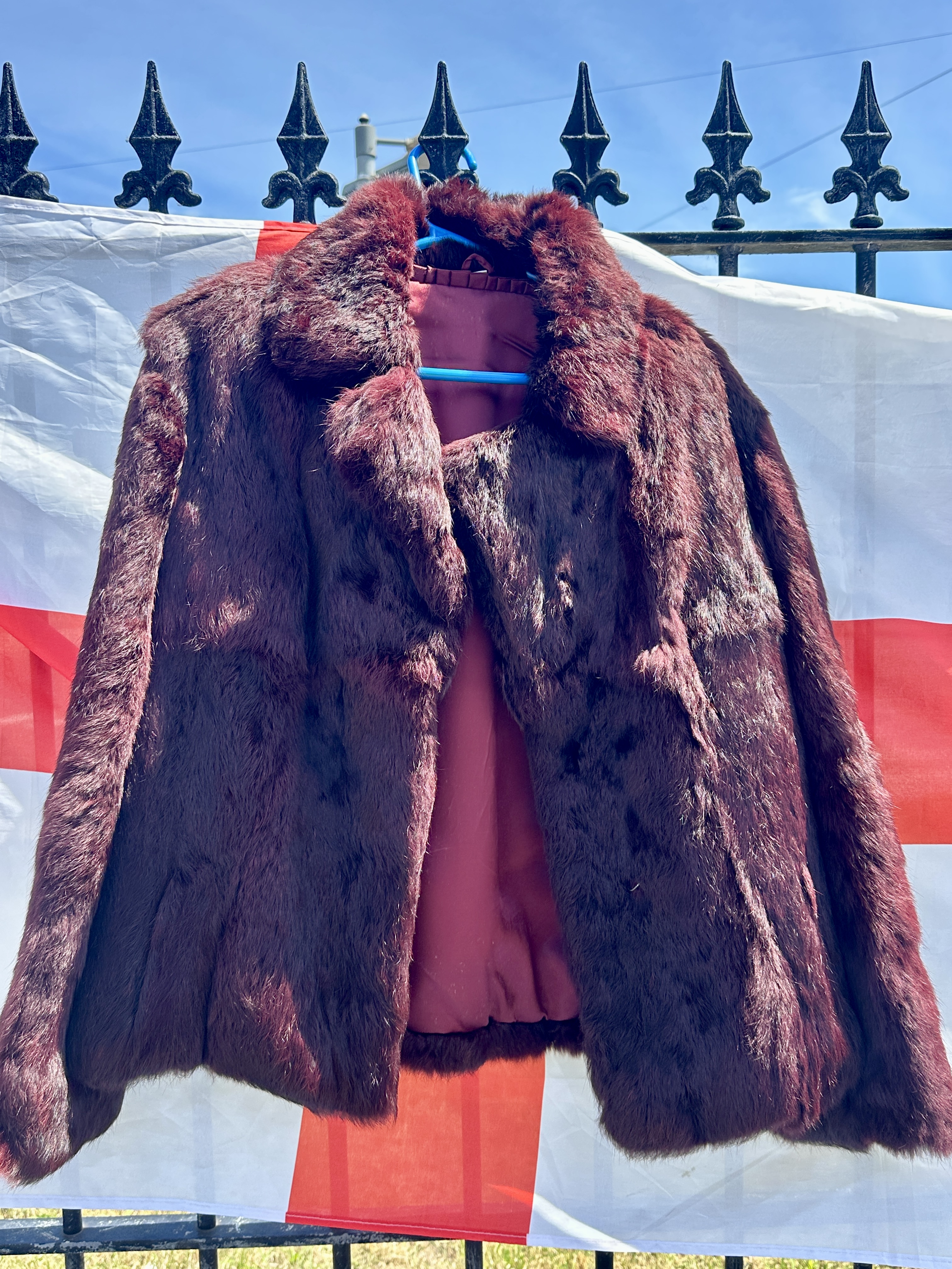 A Vintage Burgundy Rabbit Fur Jacket, Circa 1981
