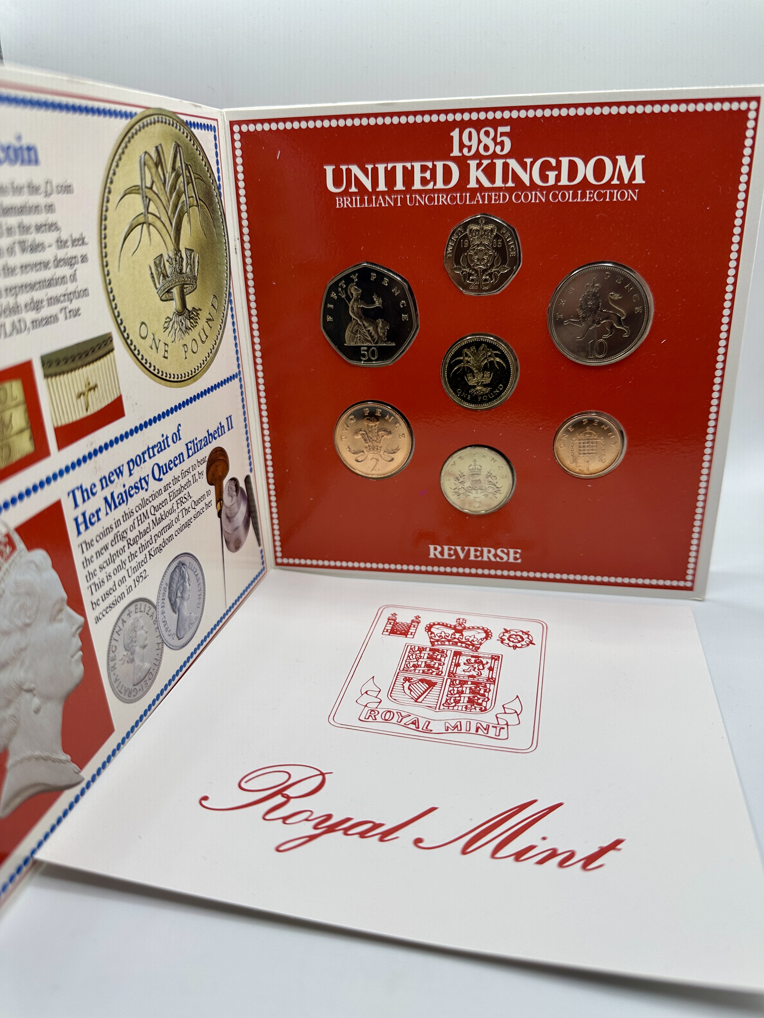 A Collection of 1985 UK Royal Mint Brilliant Uncirculated Coins