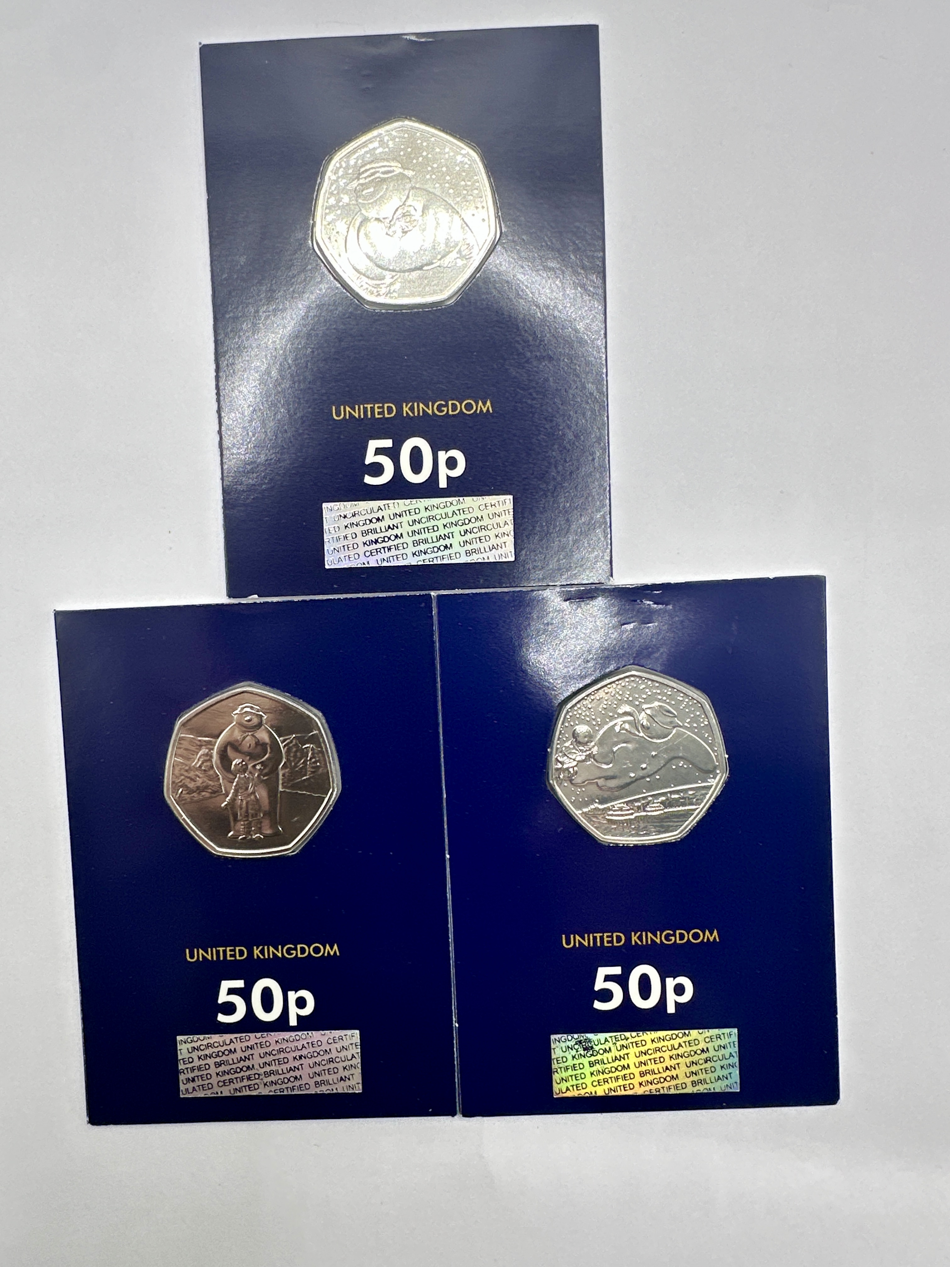 Three UK Commemorative 50p Coins, The Snowman Series