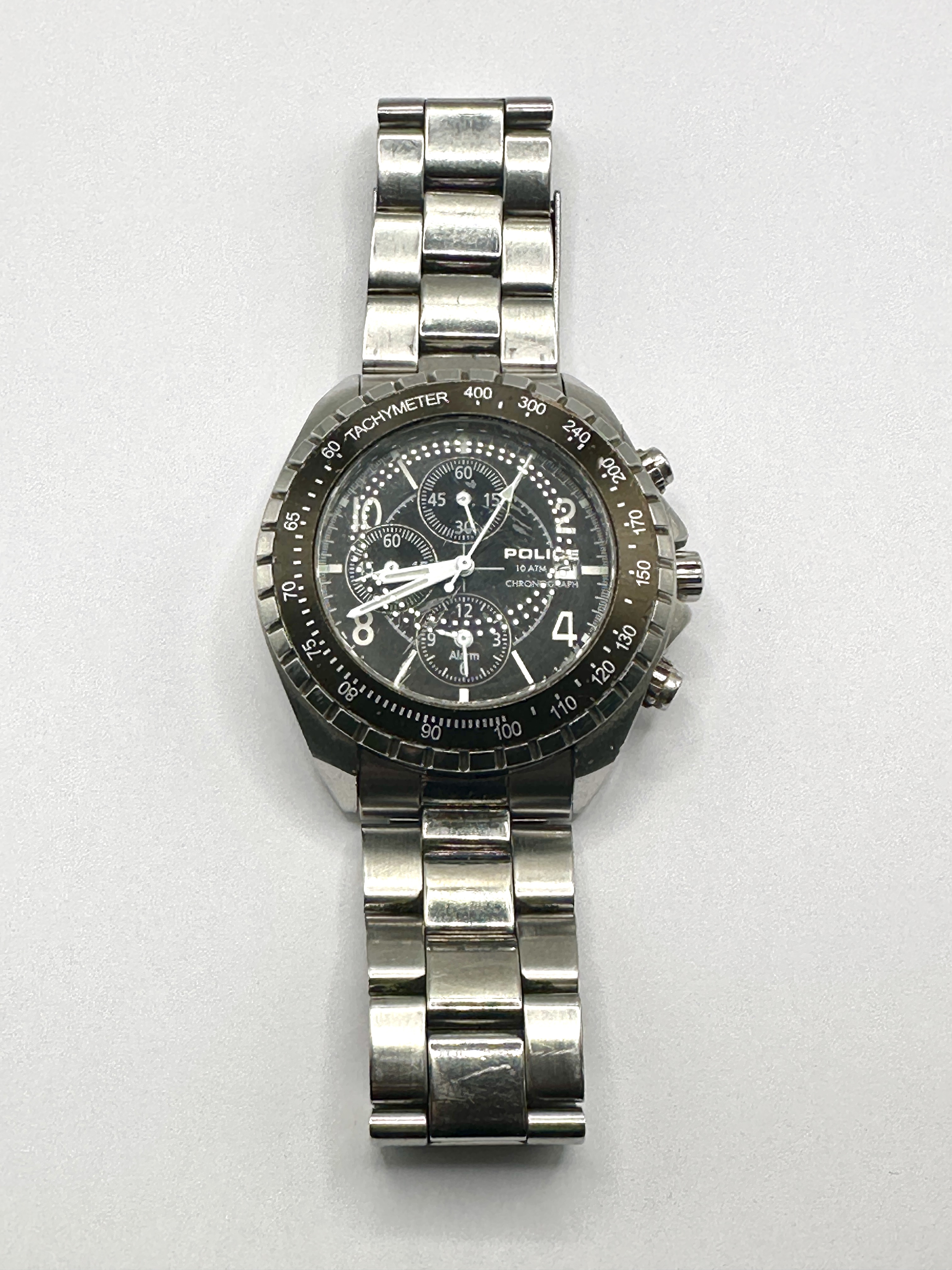 Police Stainless Steel Chronograph Alarm Wristwatch Reference 10962J