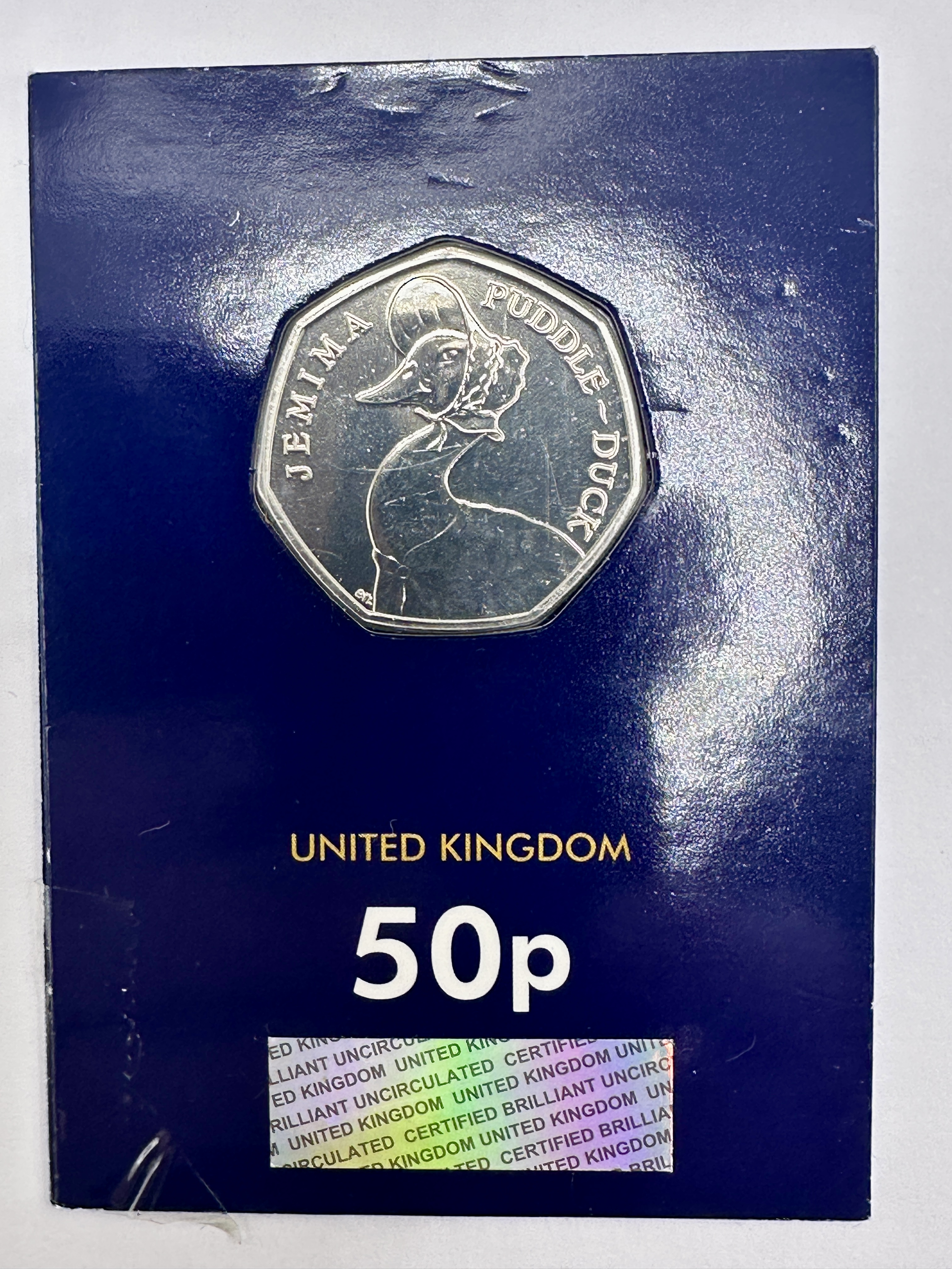 UK 2016 Jemima Puddle-Duck Brilliant Uncirculated 50p Coin in Change Checker Card