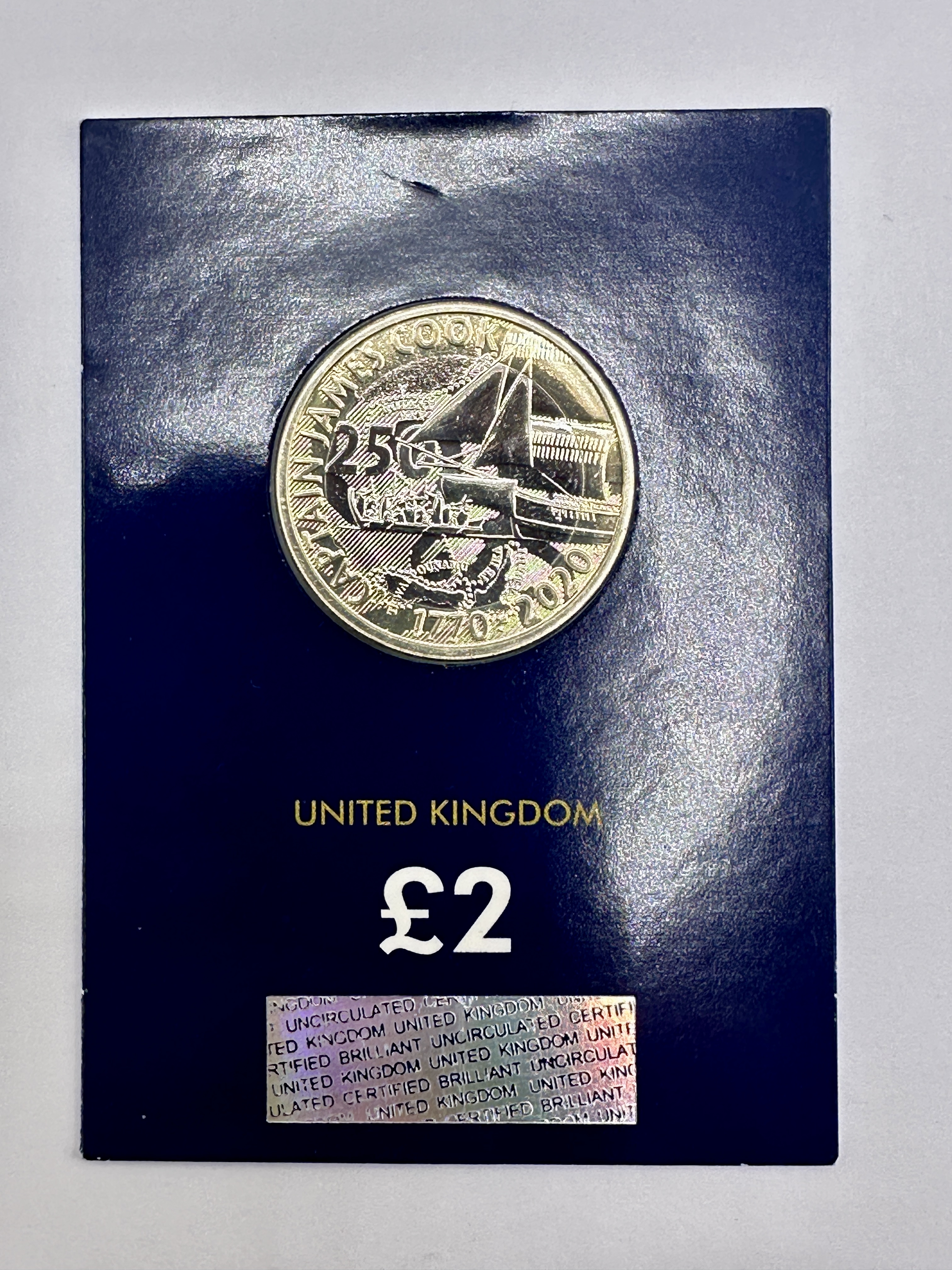 UK 2020 Captain James Cook 250th Anniversary Brilliant Uncirculated £2 Coin Change Checker Issue