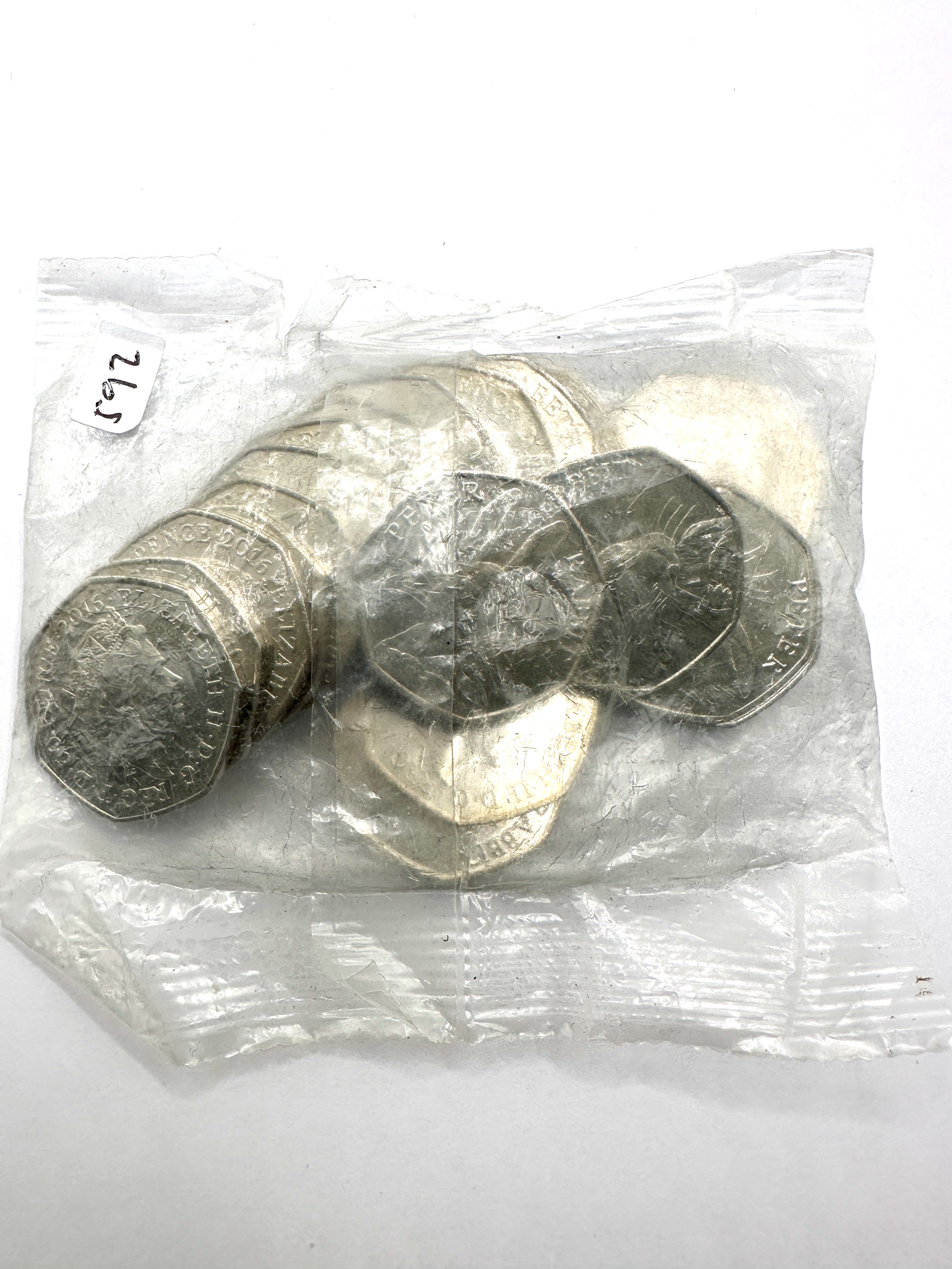 A Collection of UK 2016 Beatrix Potter 50p Coins in a Sealed Bag