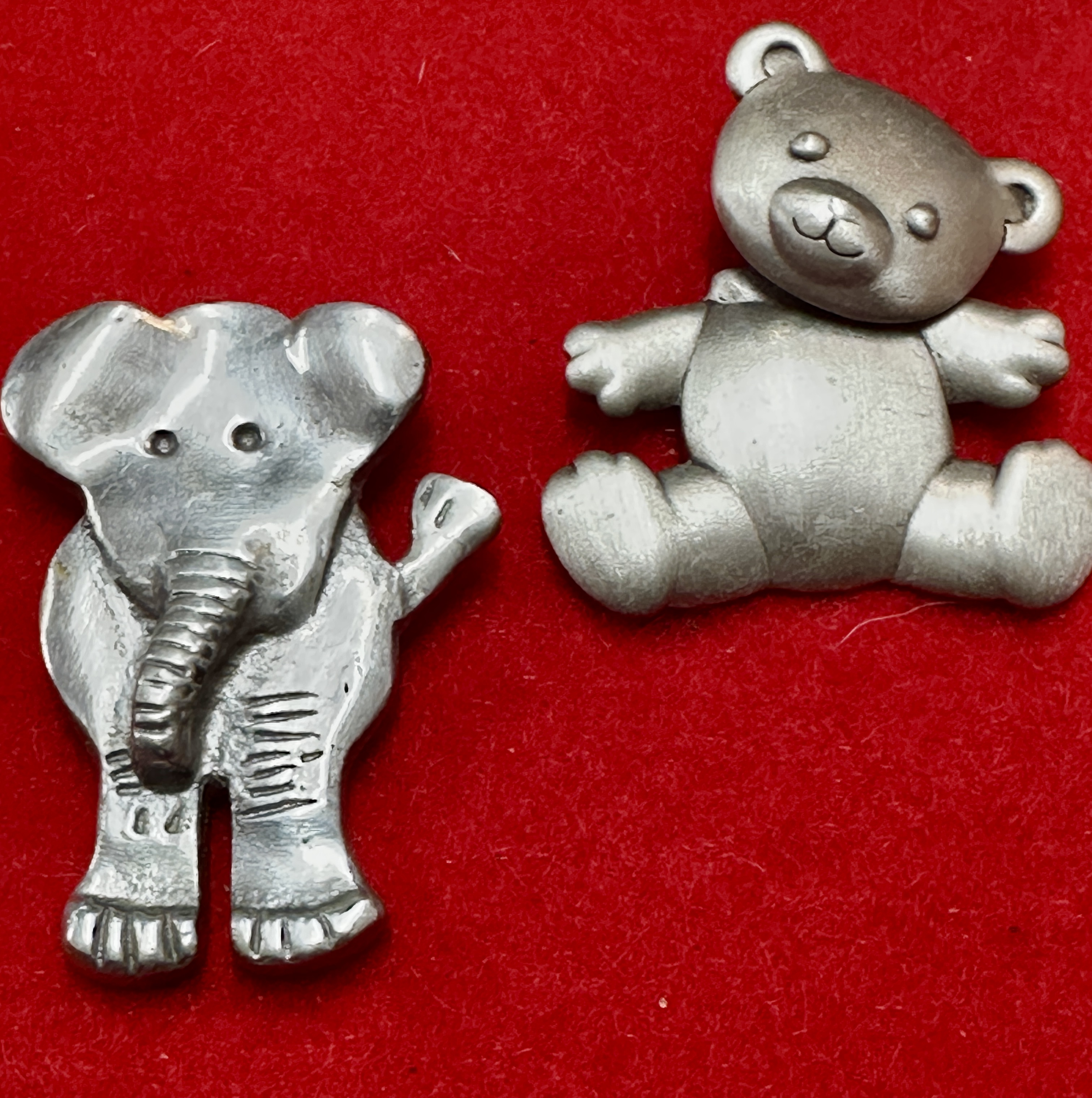 A Pair of Pewter Figural Brooches Attributed to Jonette Jewelry