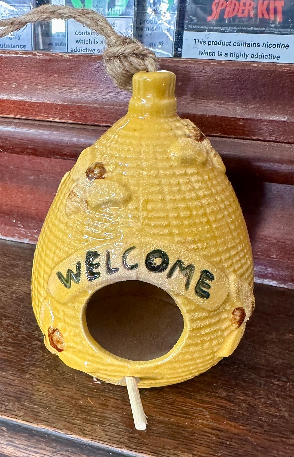 Lot 75: Ceramic Bee Skep Form Decorative Birdhouse