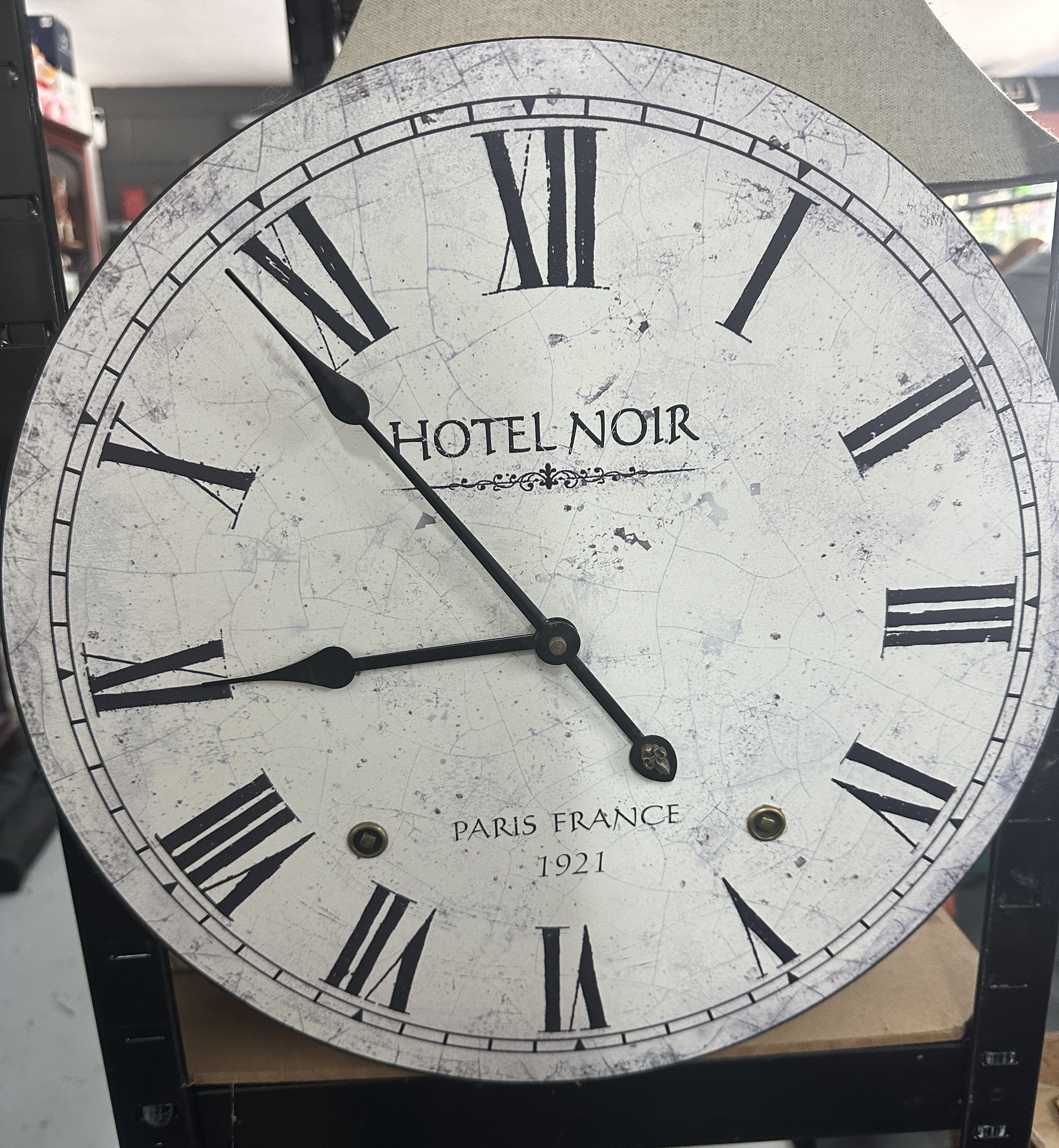 Large contemporary decorative wall clock in the French vintage style with skull-detail second hand