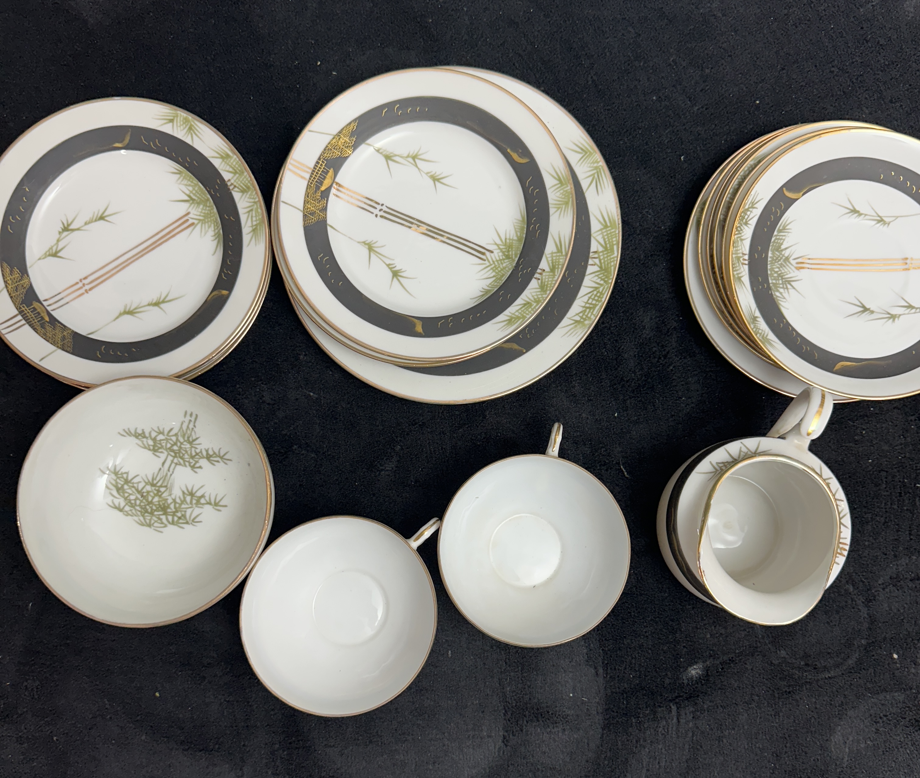 A Collection of Japanese Porcelain Tableware in the Spring Bamboo Pattern