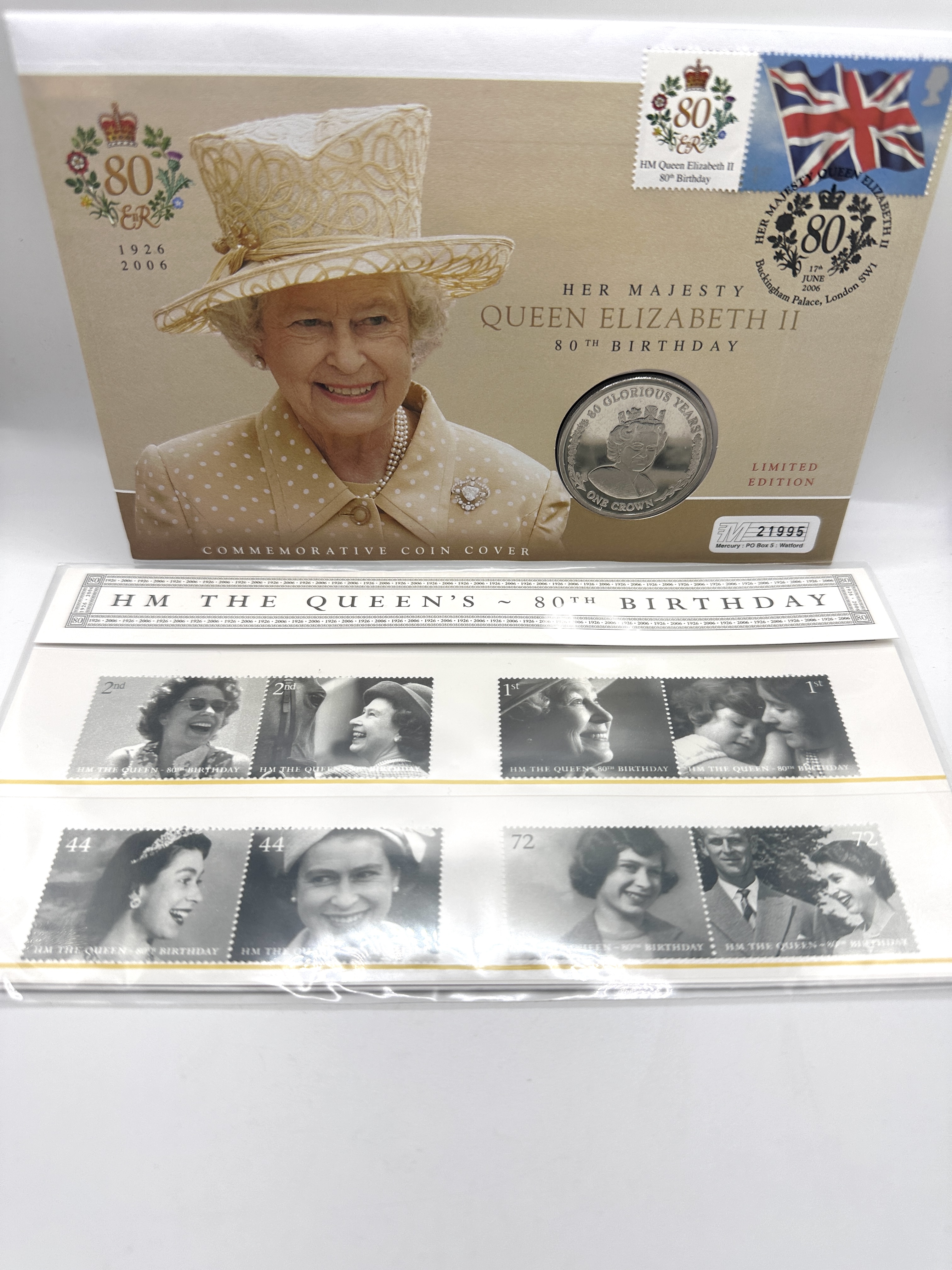 UK 2006 HM Queen Elizabeth II 80th Birthday Coin Cover and Stamp Multiple
