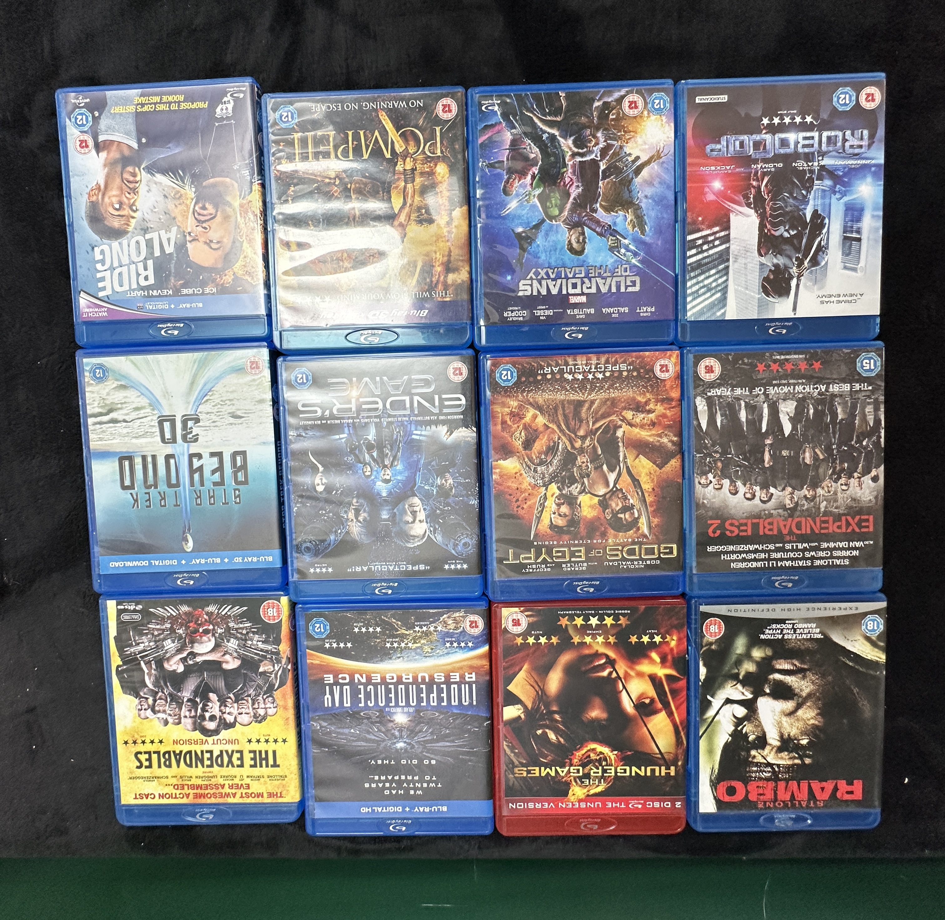 A Collection of 12 Blu-ray Movies Featuring Action and Science Fiction Titles