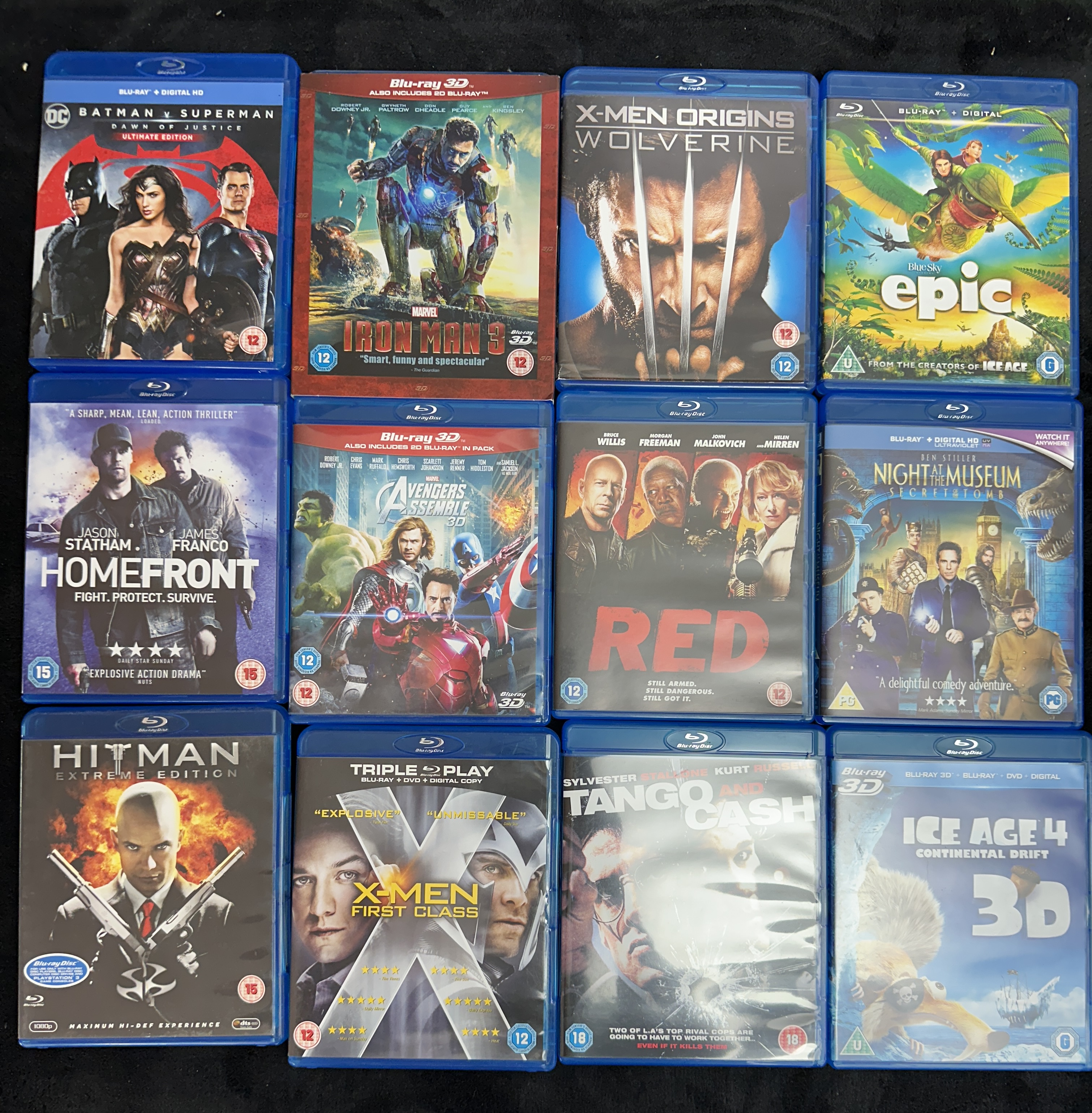A Collection of Action Superhero and Animated Blu-ray Movies