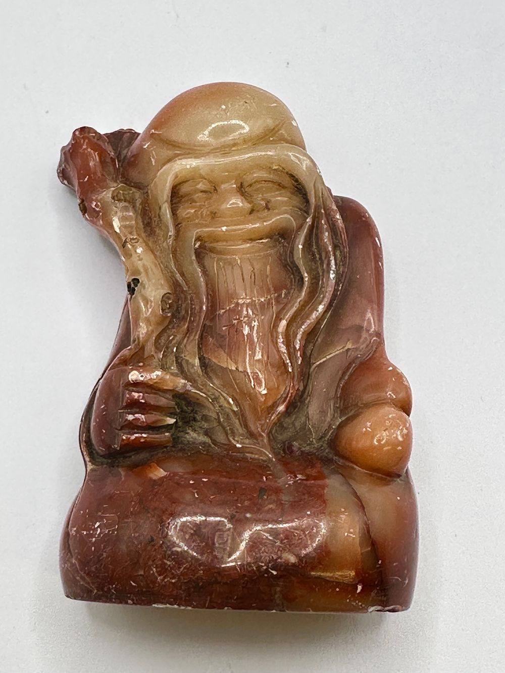 Lot 290: Chinese Carved Soapstone Figure of Shoulao forming a Seal