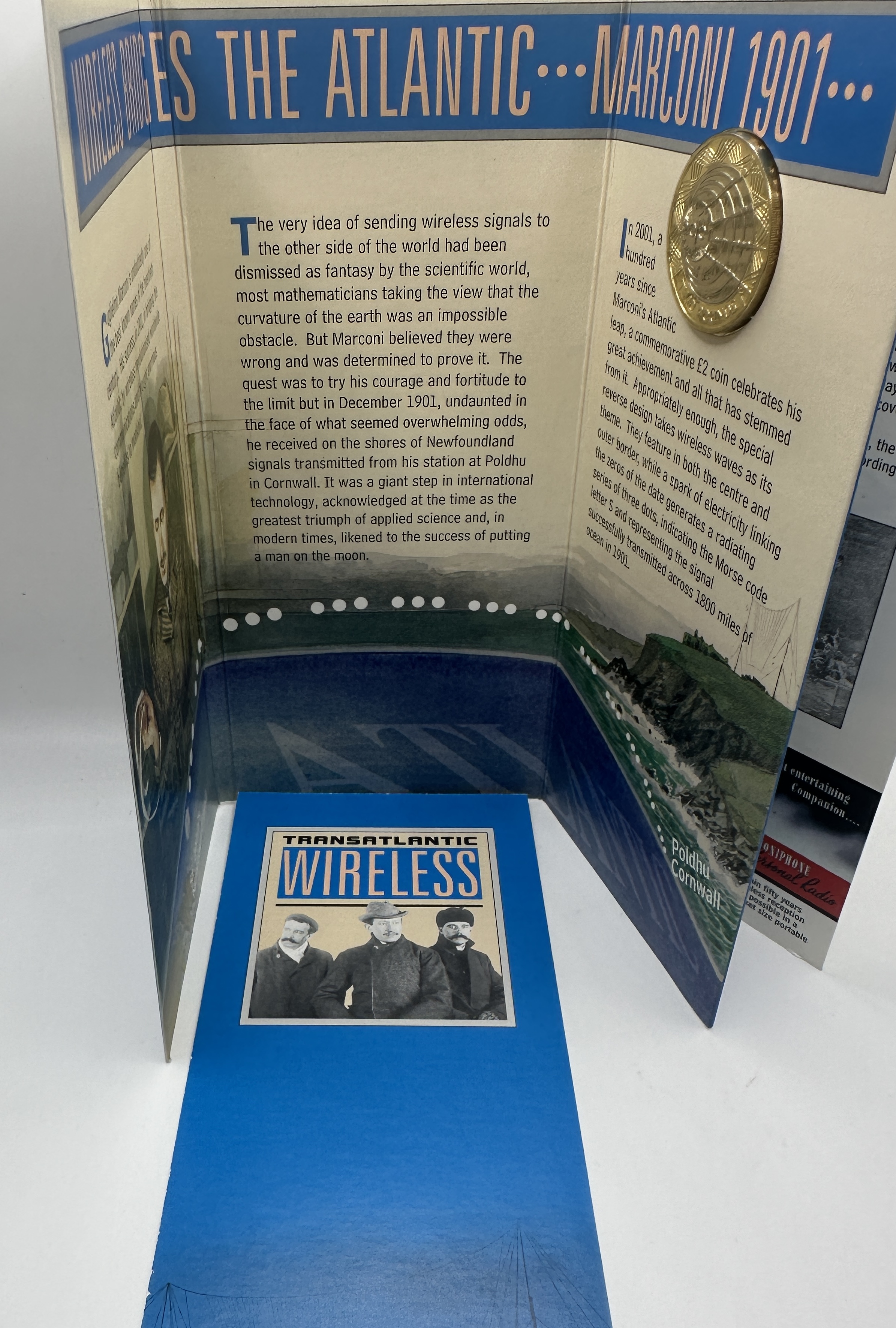2001 UK Marconi Transatlantic Wireless Centenary Two Pound Coin in Presentation Folder