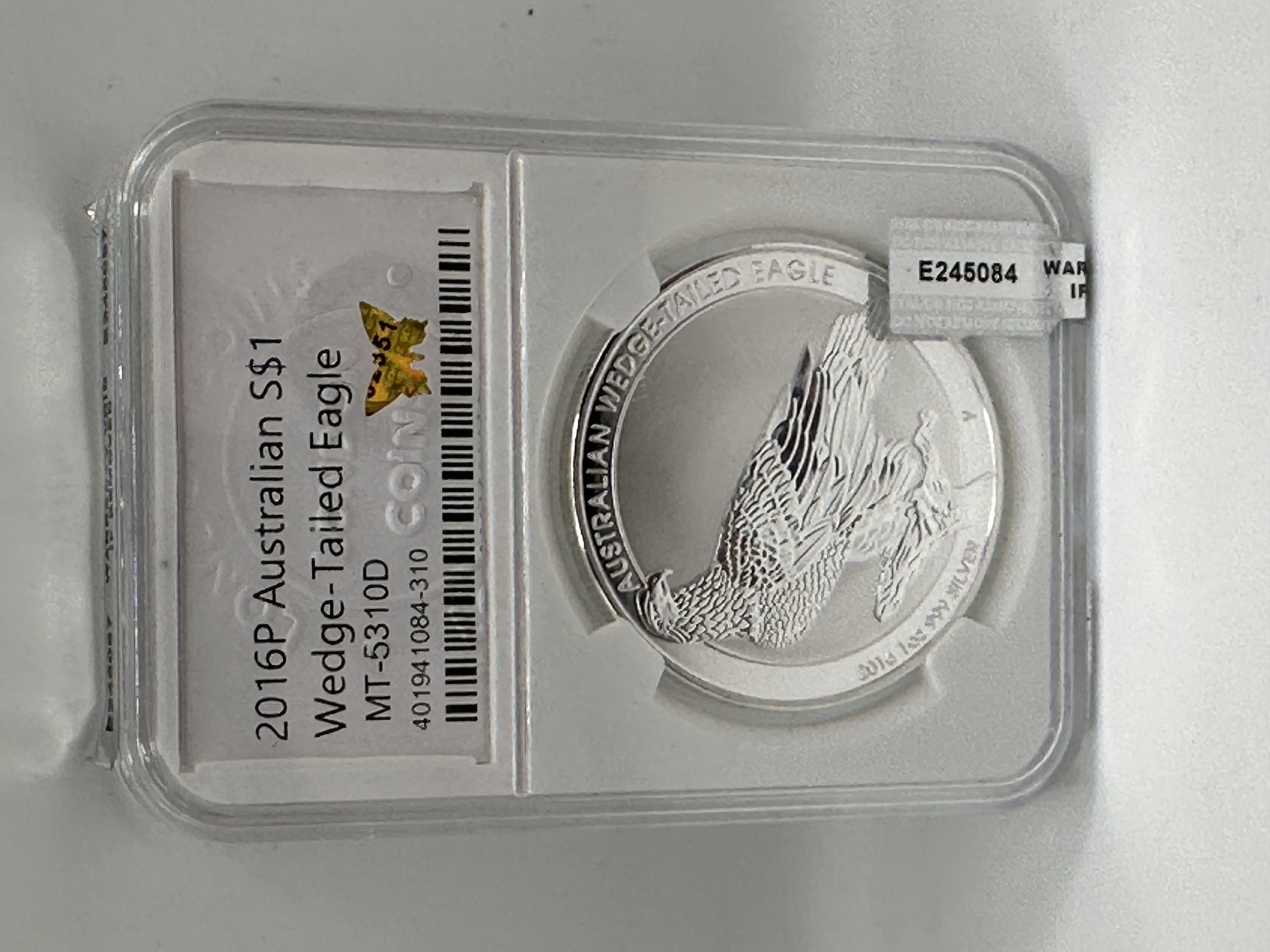 AU 2016 P Silver 1 Dollar Wedge-Tailed Eagle PCCB Encapsulated