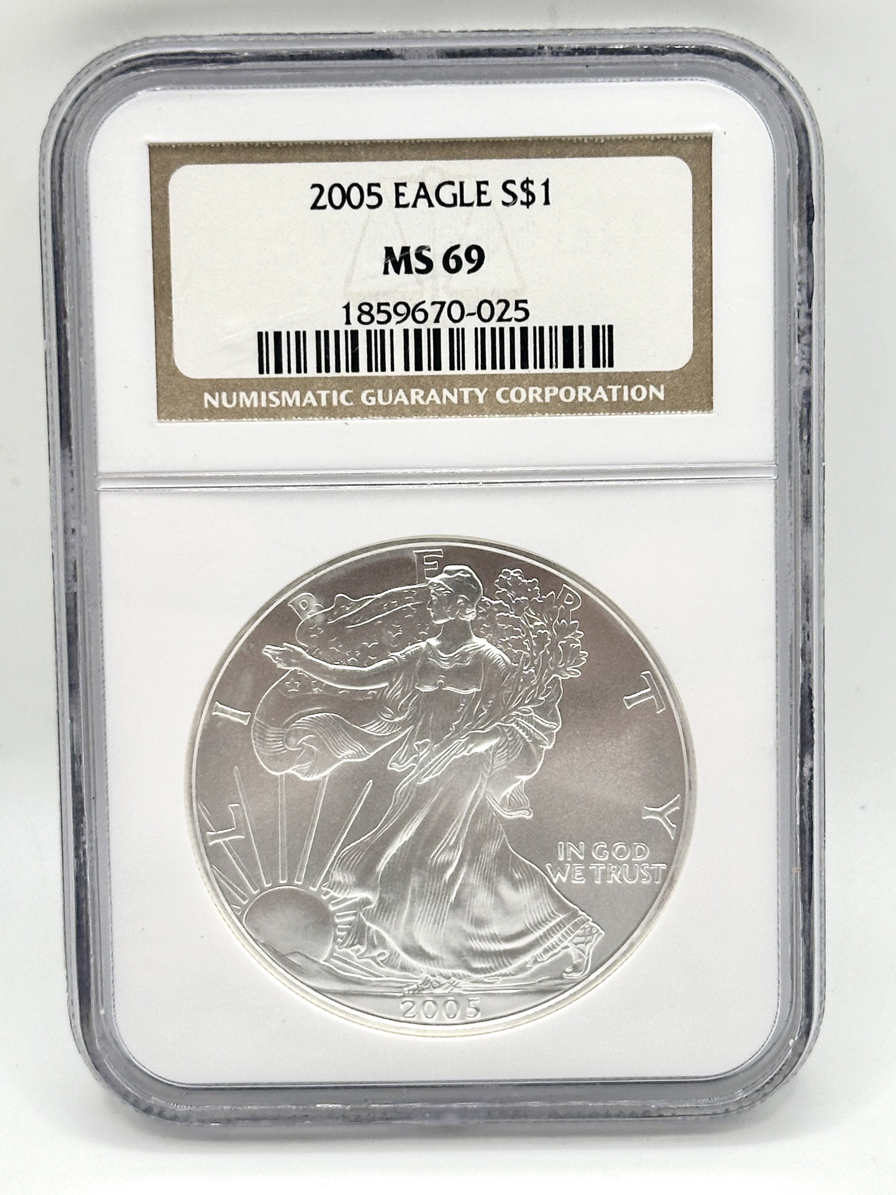 US 2005 American Silver Eagle One Dollar Coin NGC MS 69