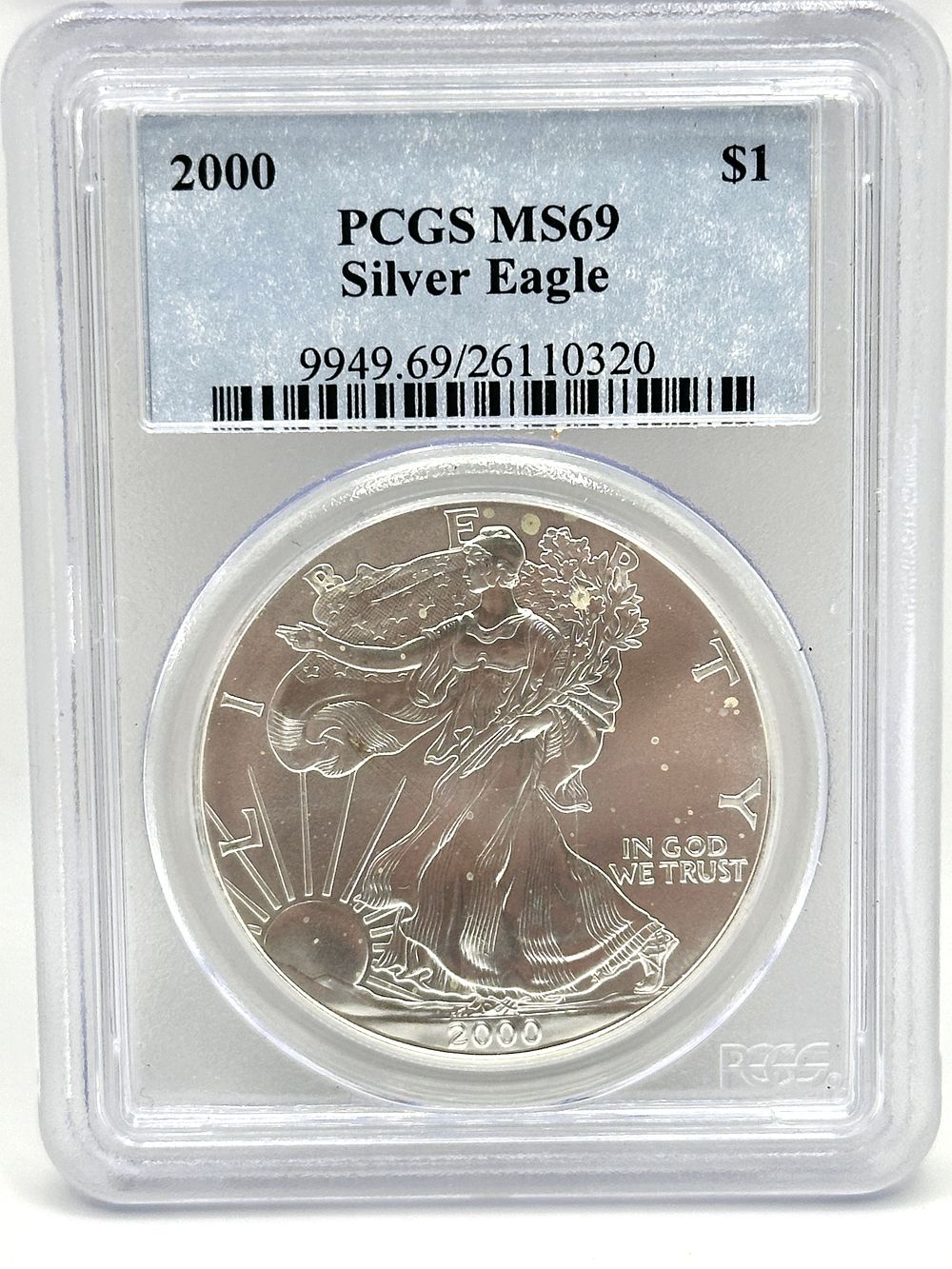 Lot 250: US 2000 Silver Eagle $1 Coin PCGS MS69
