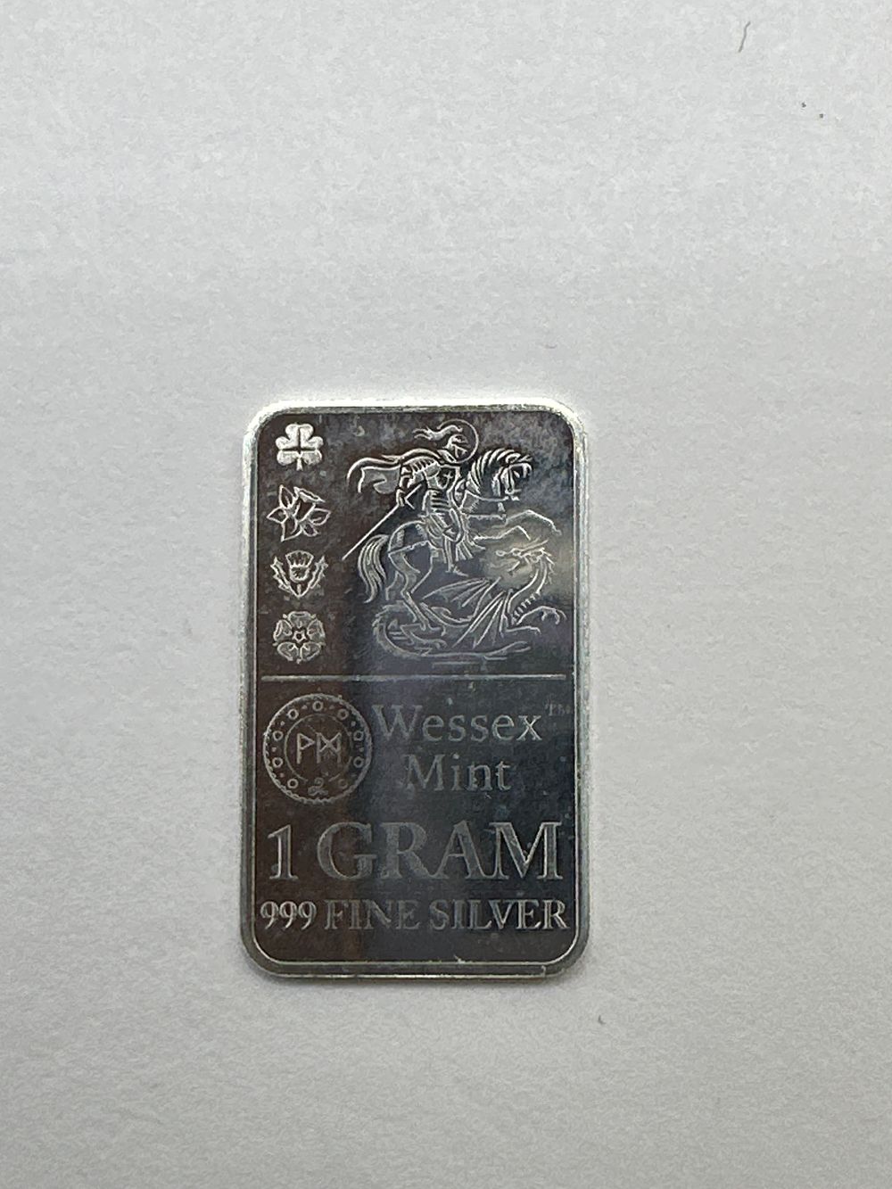 Lot 266: Wessex Mint George and the Dragon 1 Gram 999 Fine Silver Bullion Bar