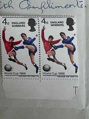 UK 1966 4d World Cup 'England Winners', SG 702, Vertical Pair. A vertical pair of UK 