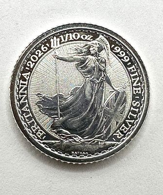 British Royal Mint King Charles III 1/10 oz .999 Fine Silver Britannia Coin, 2024. This British 