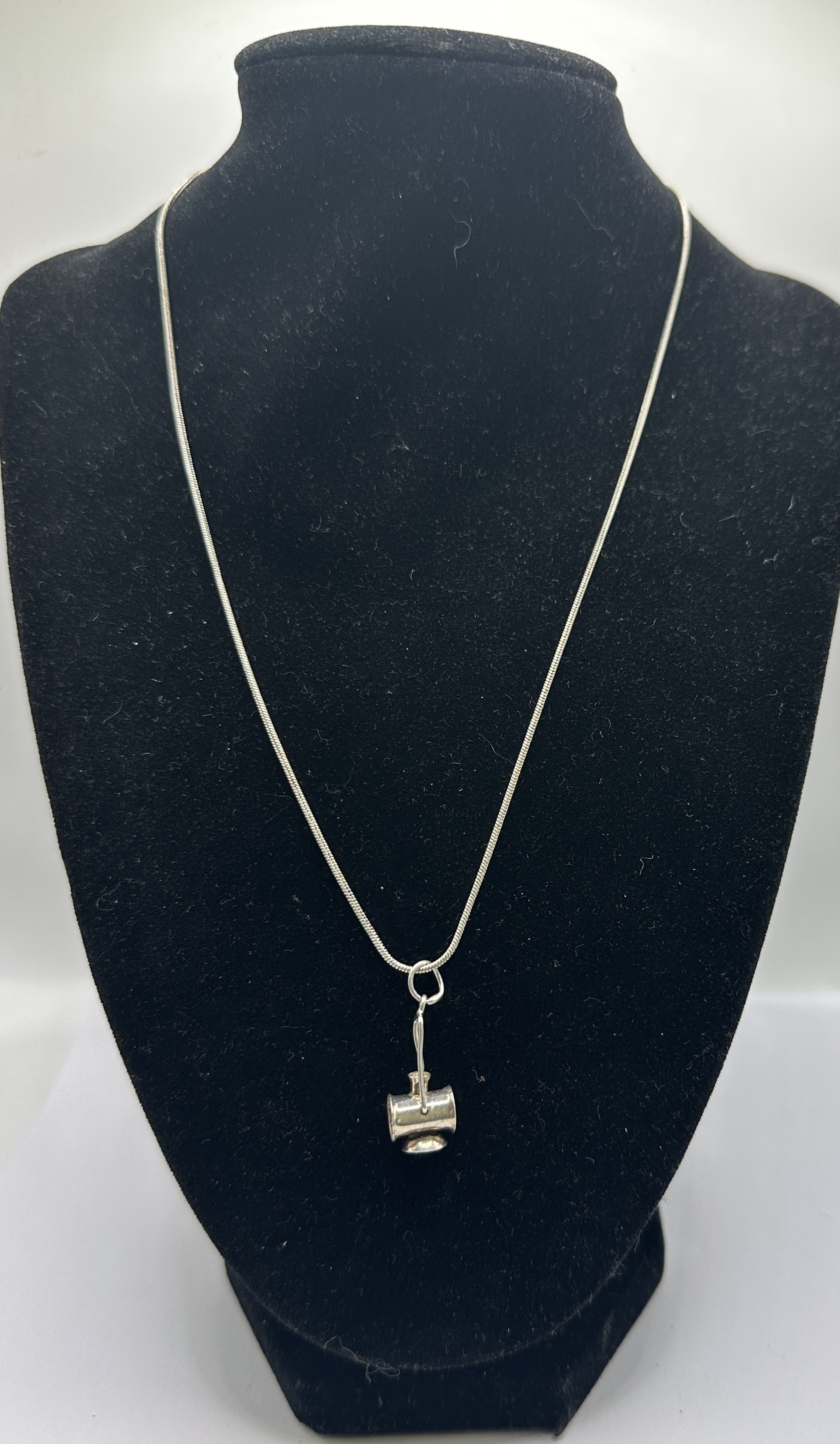 Sterling Silver Miner's Safety Lamp Pendant on Snake Chain