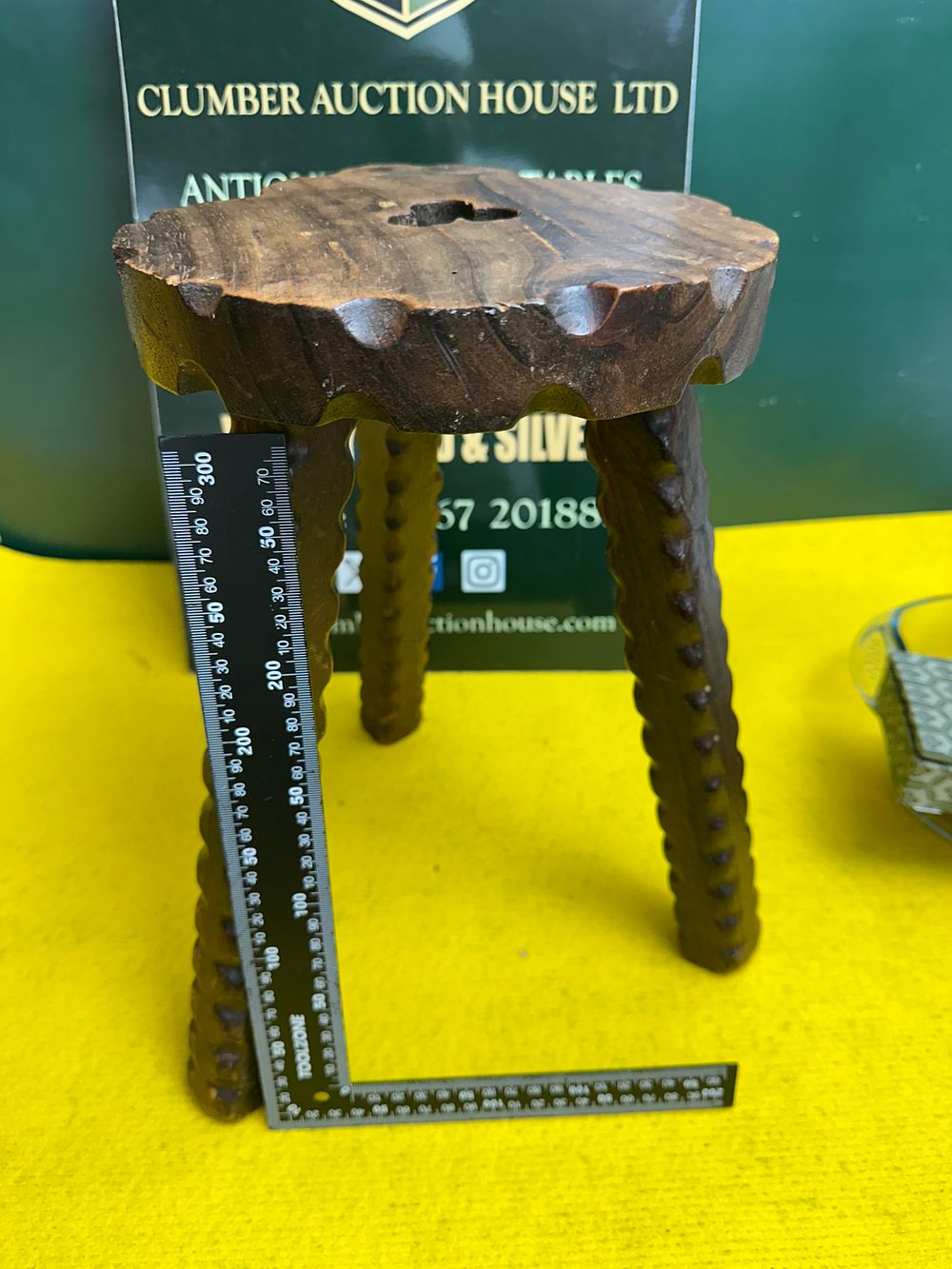Lot 260: A Mid-20th Century Carved Hardwood Brutalist Style Tripod Pedestal Stand
