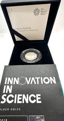 2019 UK Stephen Hawking Innovation in Science 50p Silver Proof Piedfort Coin