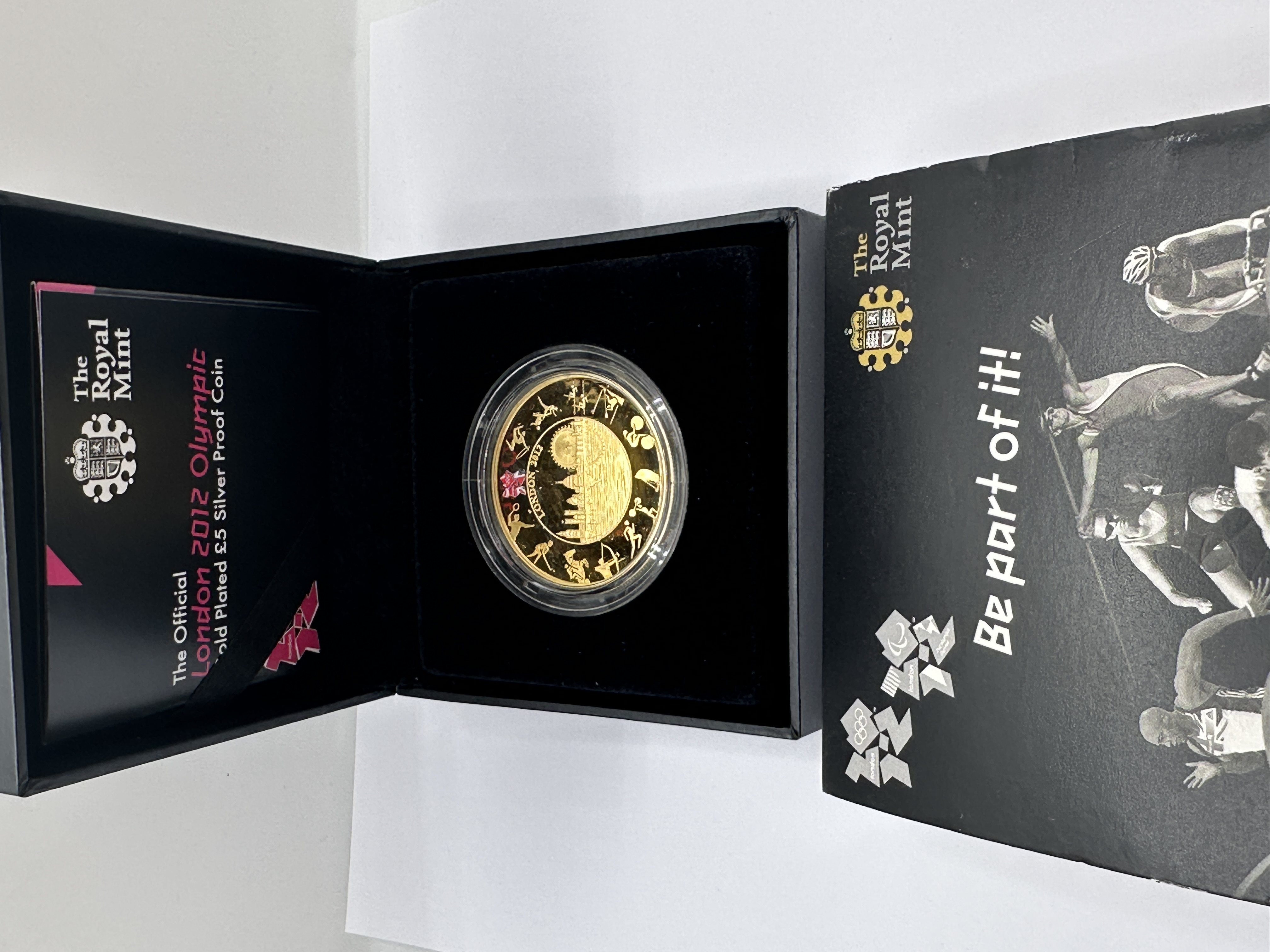 A Royal Mint London 2012 Olympic Games Gold-Plated Silver Proof £5 Coin