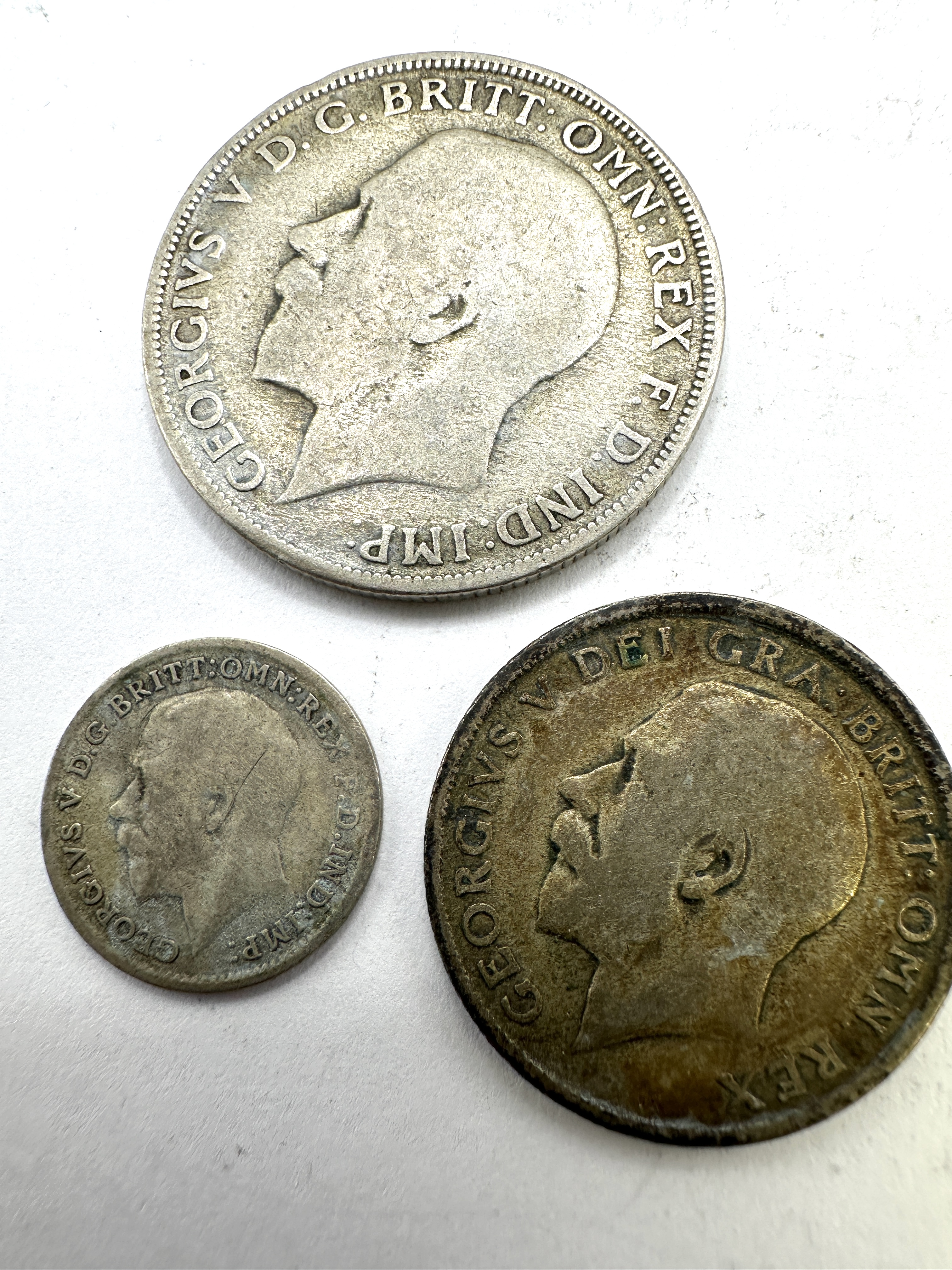 Three UK 1920 George V Silver Coins