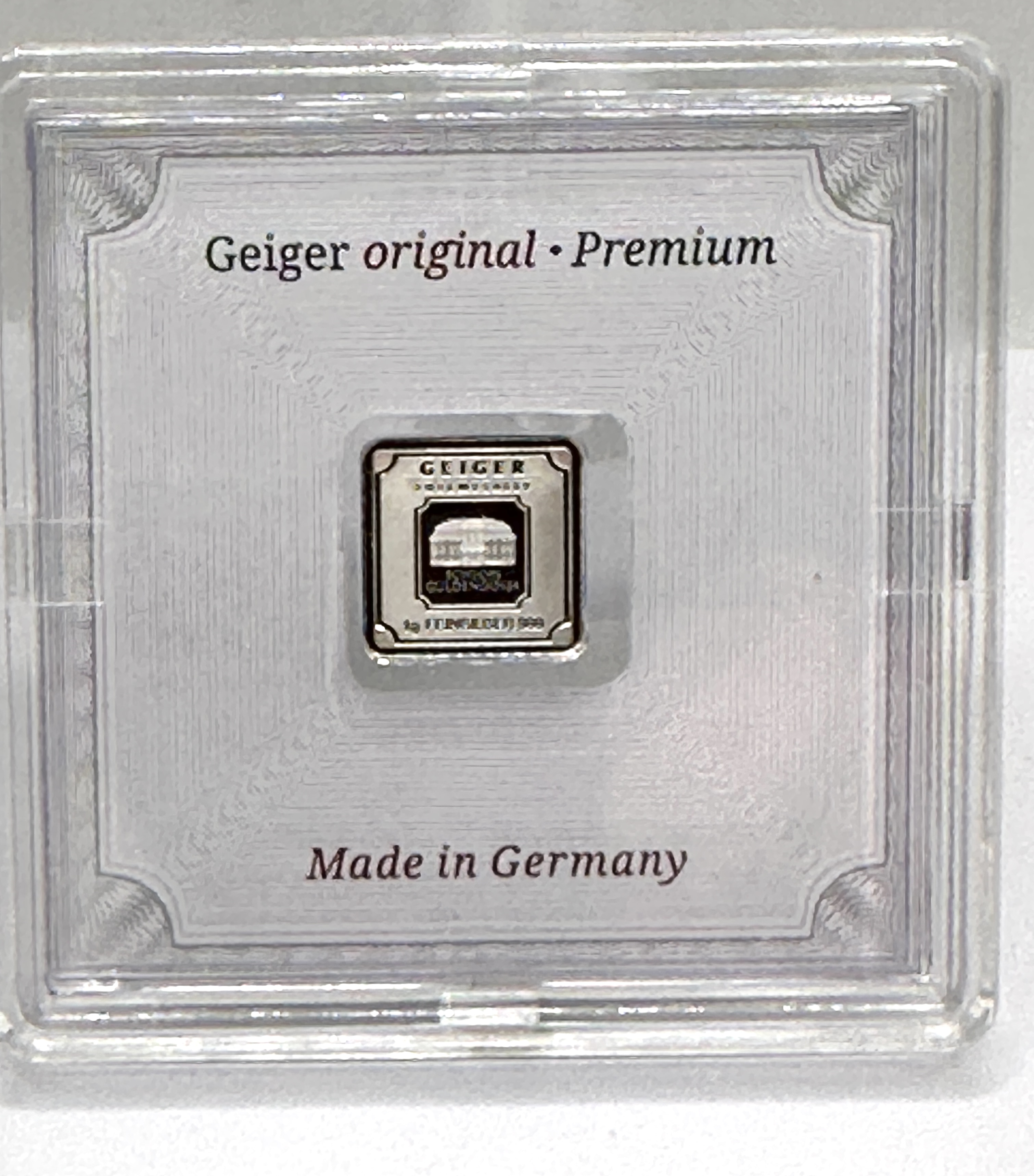 Geiger Edelmetalle 1 Gram .999 Fine Silver Square Bar in Premium Capsule