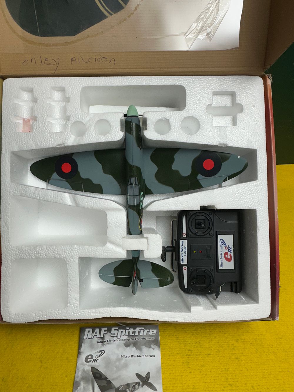 Lot 294: eRC Micro Warbird Series Radio-Controlled RAF Spitfire Model Airplane