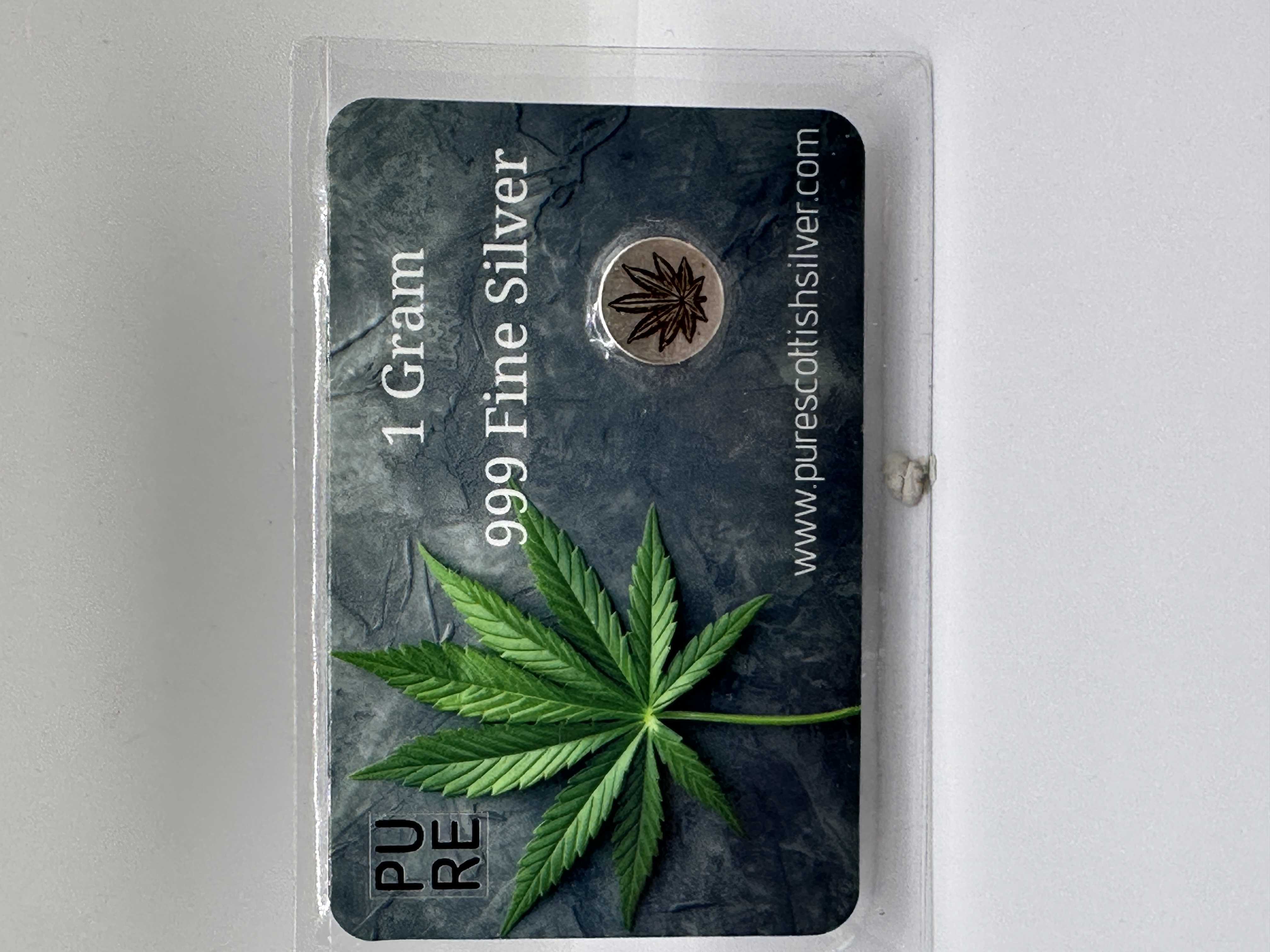 Pure Scottish Silver 1 Gram .999 Fine Silver Cannabis Round