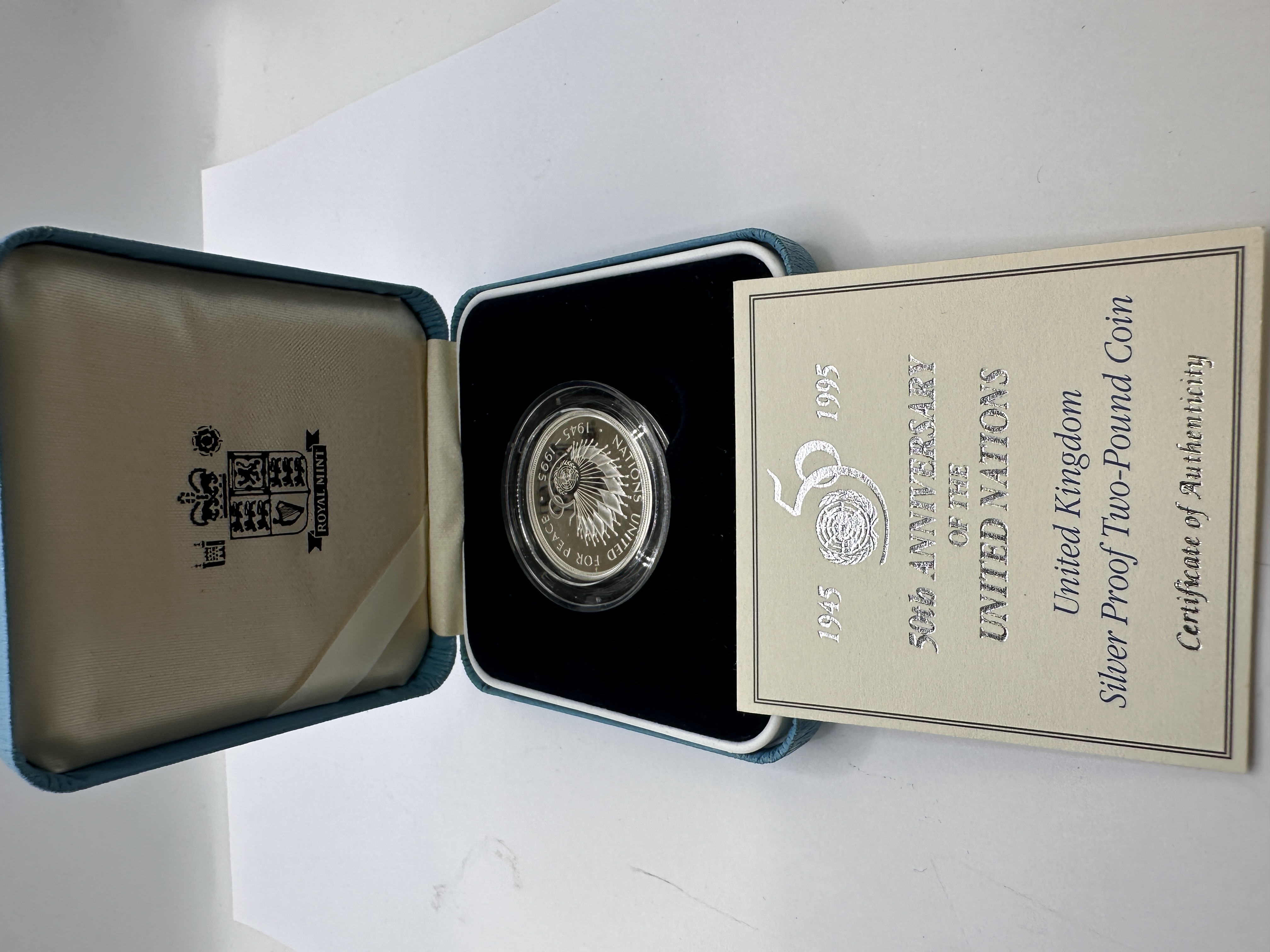 1995 UK United Nations Silver Proof Two-Pound Coin