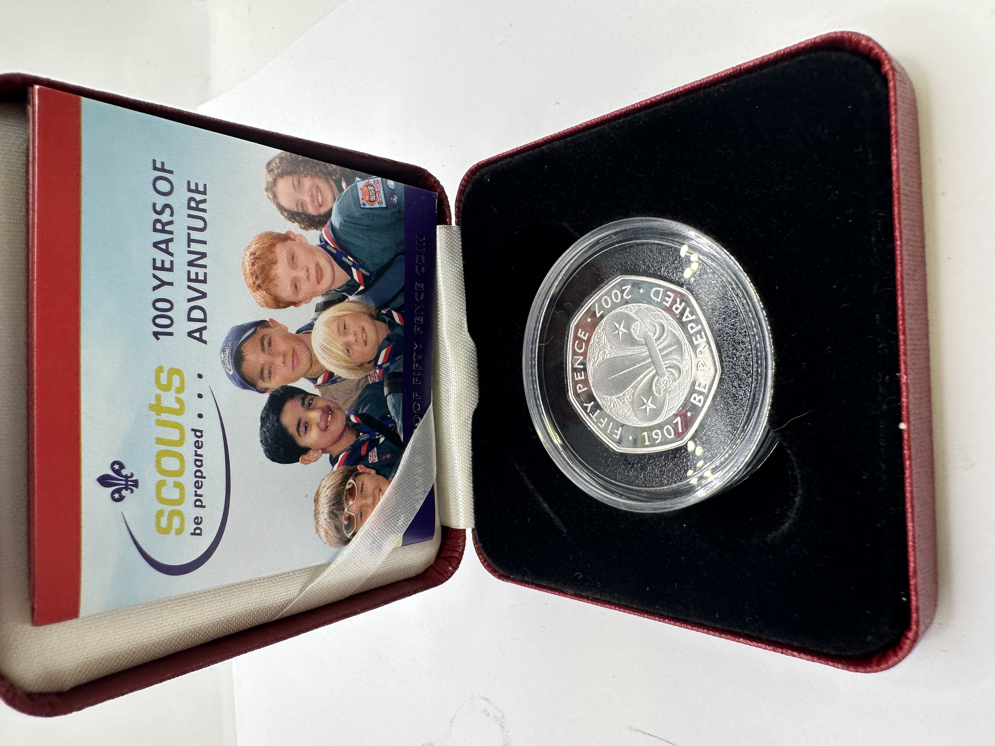 UK 2007 Scouts 100 Years of Adventure Silver Proof Fifty Pence Coin