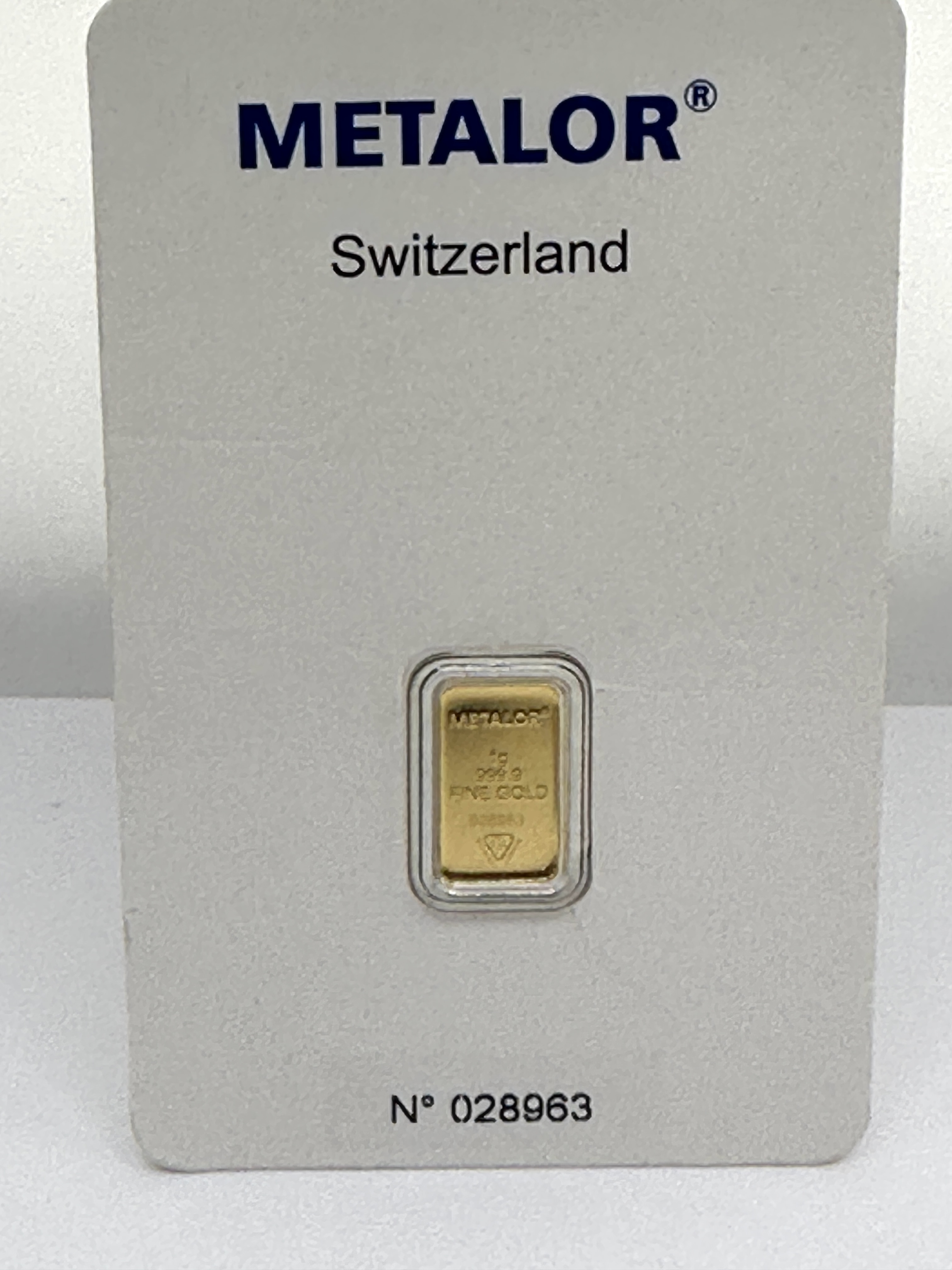 Metalor 1 Gram 999.9 Fine Gold Minted Bullion Bar