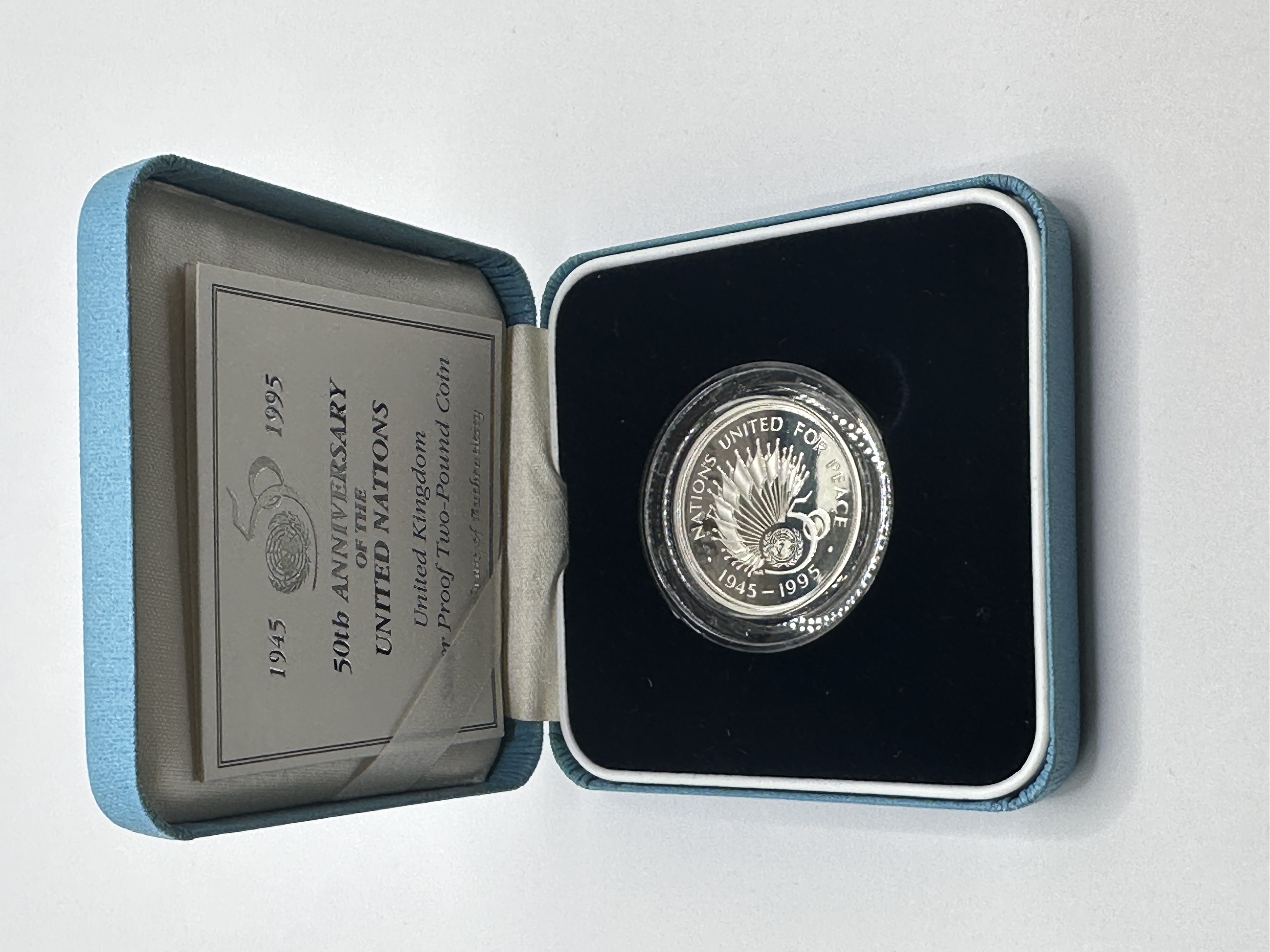 1995 UK United Nations 50th Anniversary Silver Proof Two-Pound Coin