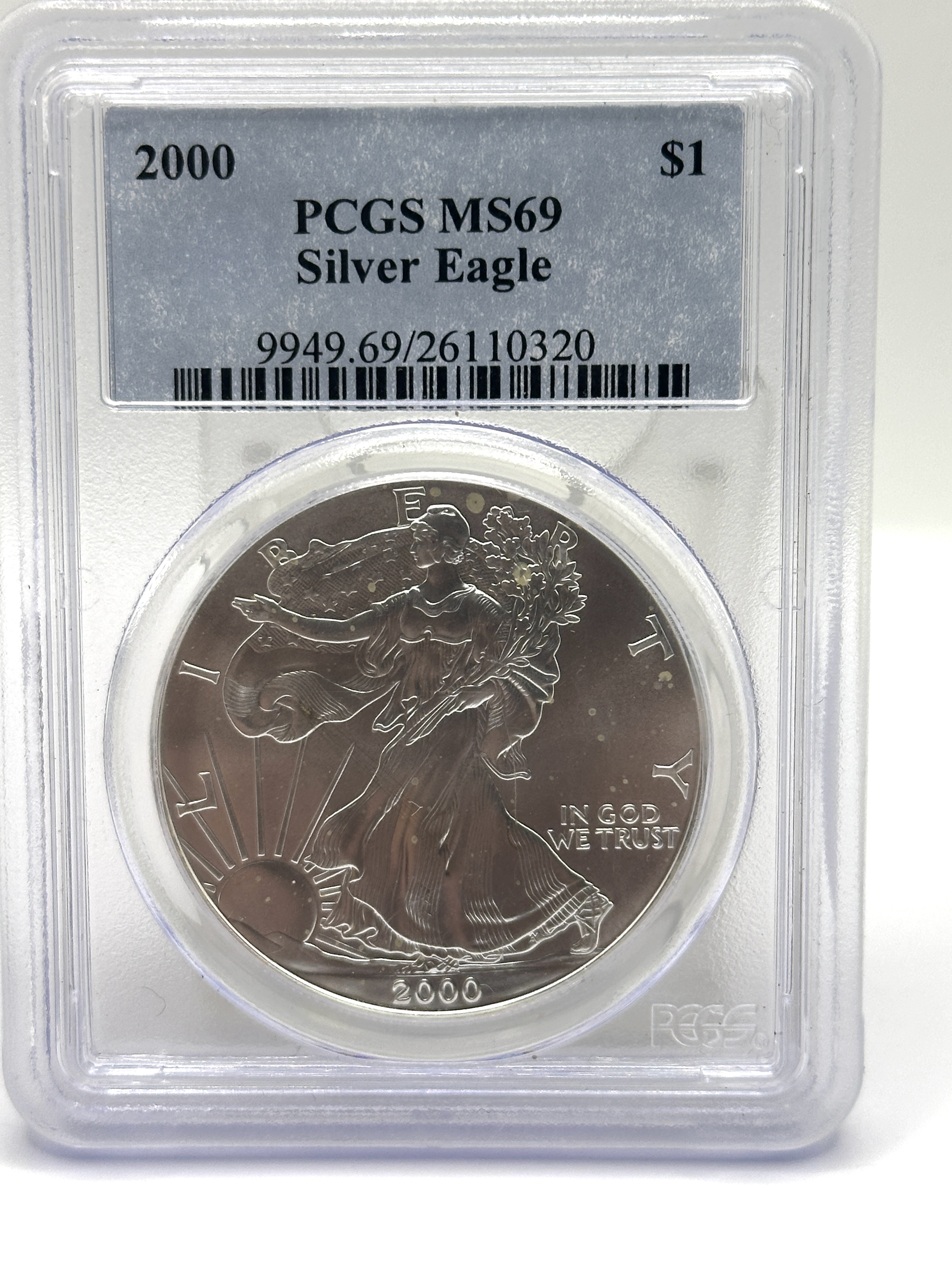 US 2000 Silver Eagle One Dollar PCGS MS69