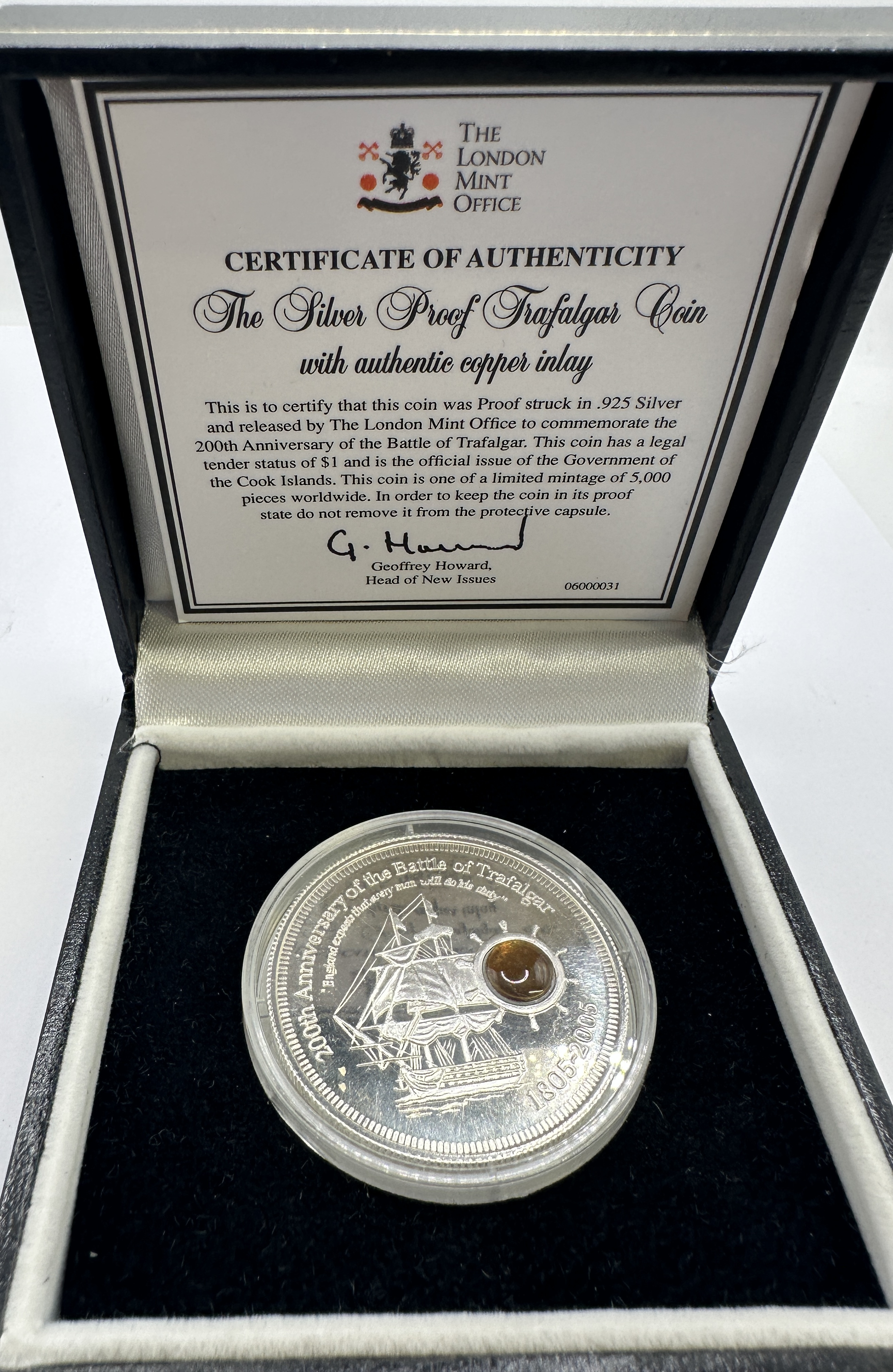 Cook Islands 2005 Silver Proof One Dollar Battle of Trafalgar Bicentenary Coin