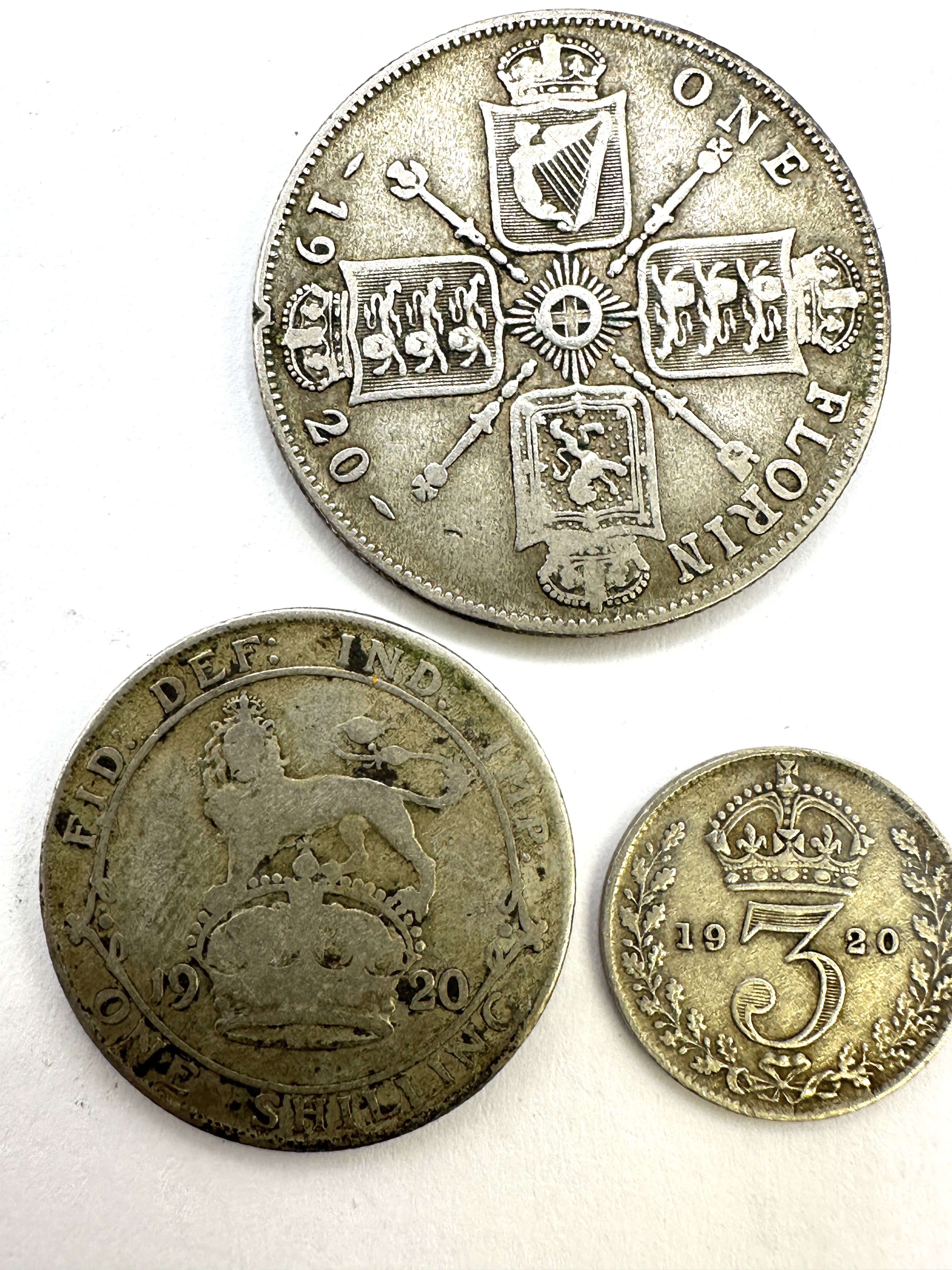 Three 1920 UK George V Silver Coins
