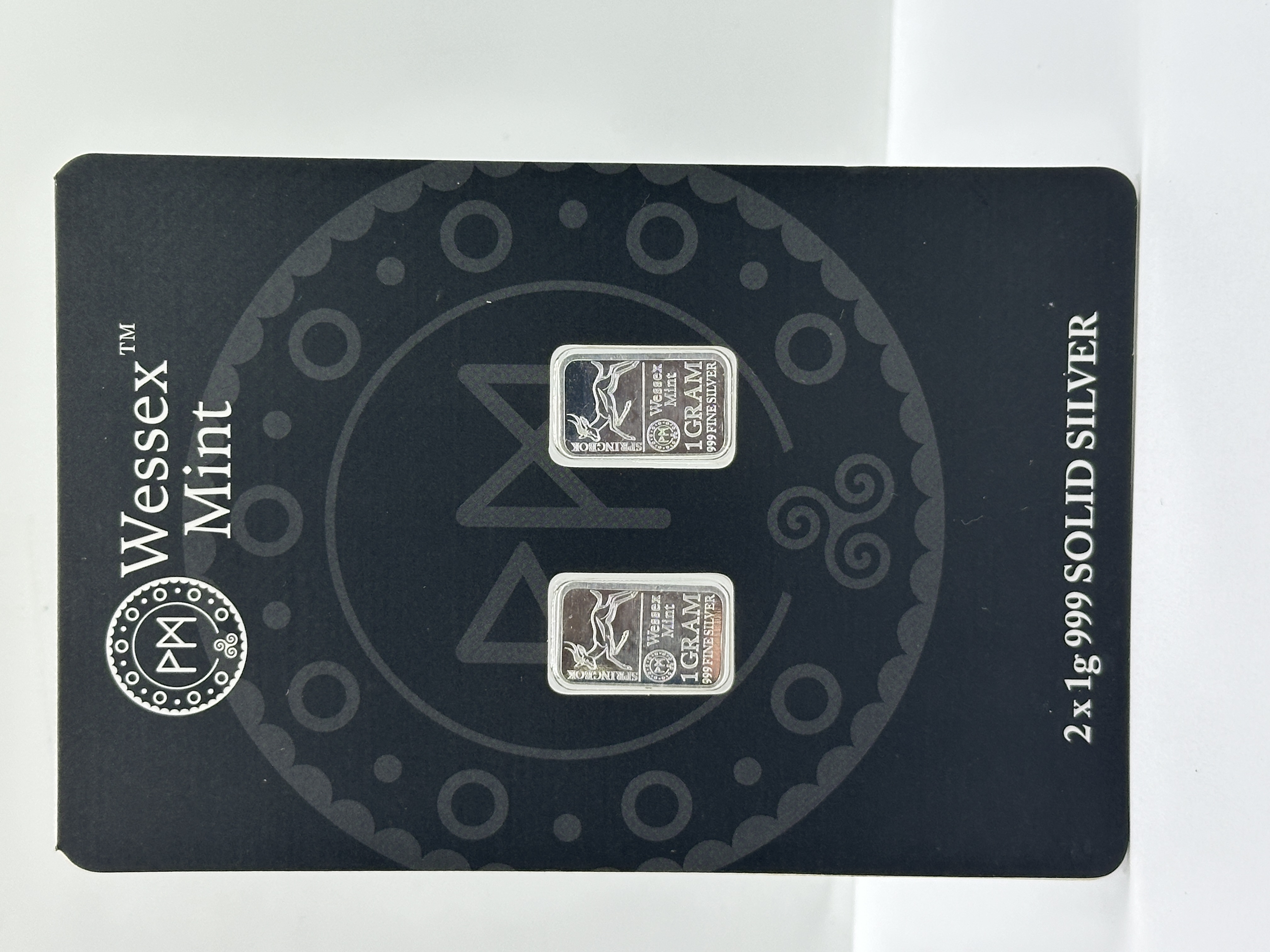 A Pair of Wessex Mint 1g Silver Springbok Bullion Bars