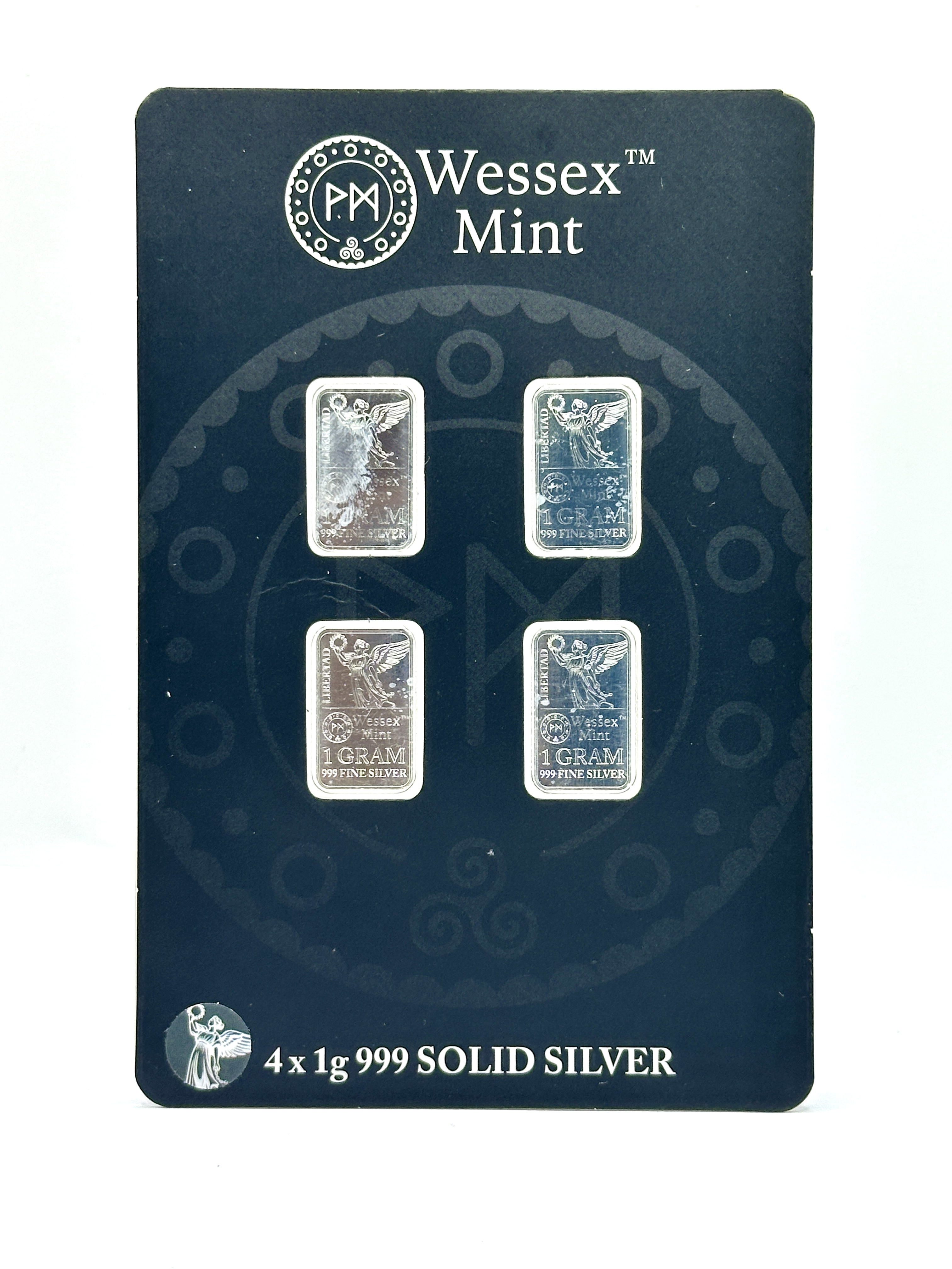 A Set of Four Wessex Mint 1 Gram .999 Fine Silver Libertad Bullion Bars