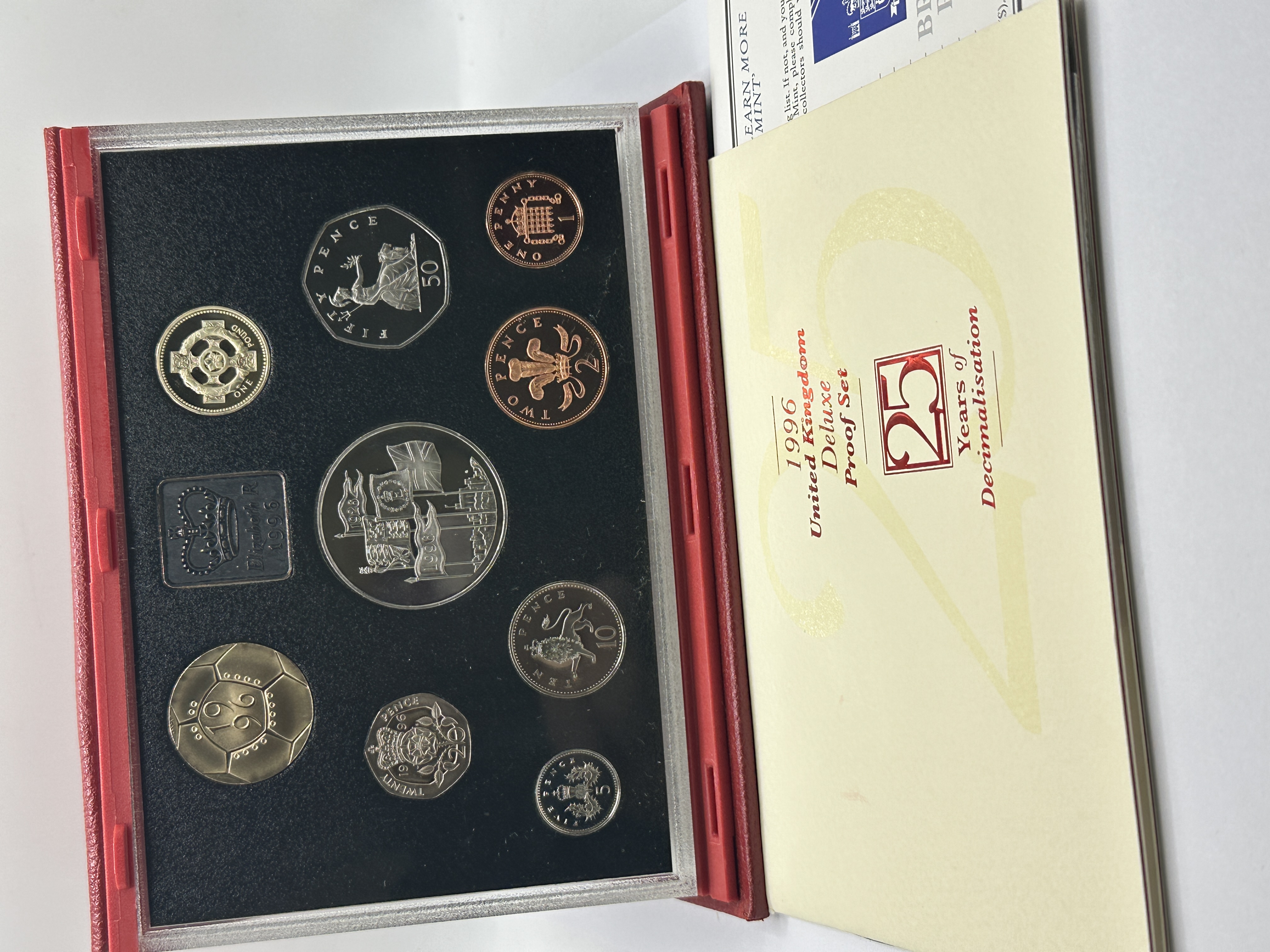 UK 1996 Deluxe Proof Coin Collection 25 Years of Decimalisation