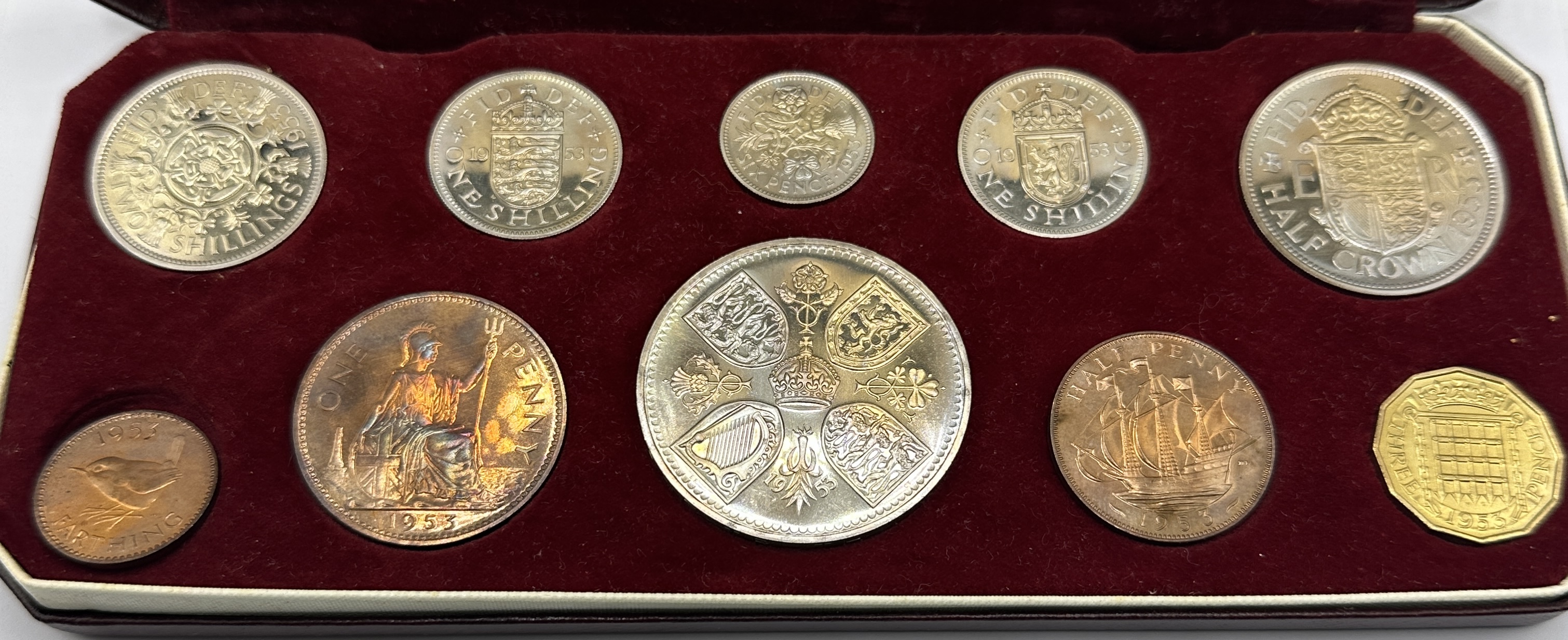 A Royal Mint Queen Elizabeth II 1953 Coronation Proof Ten Coin Set in Original Presentation Case