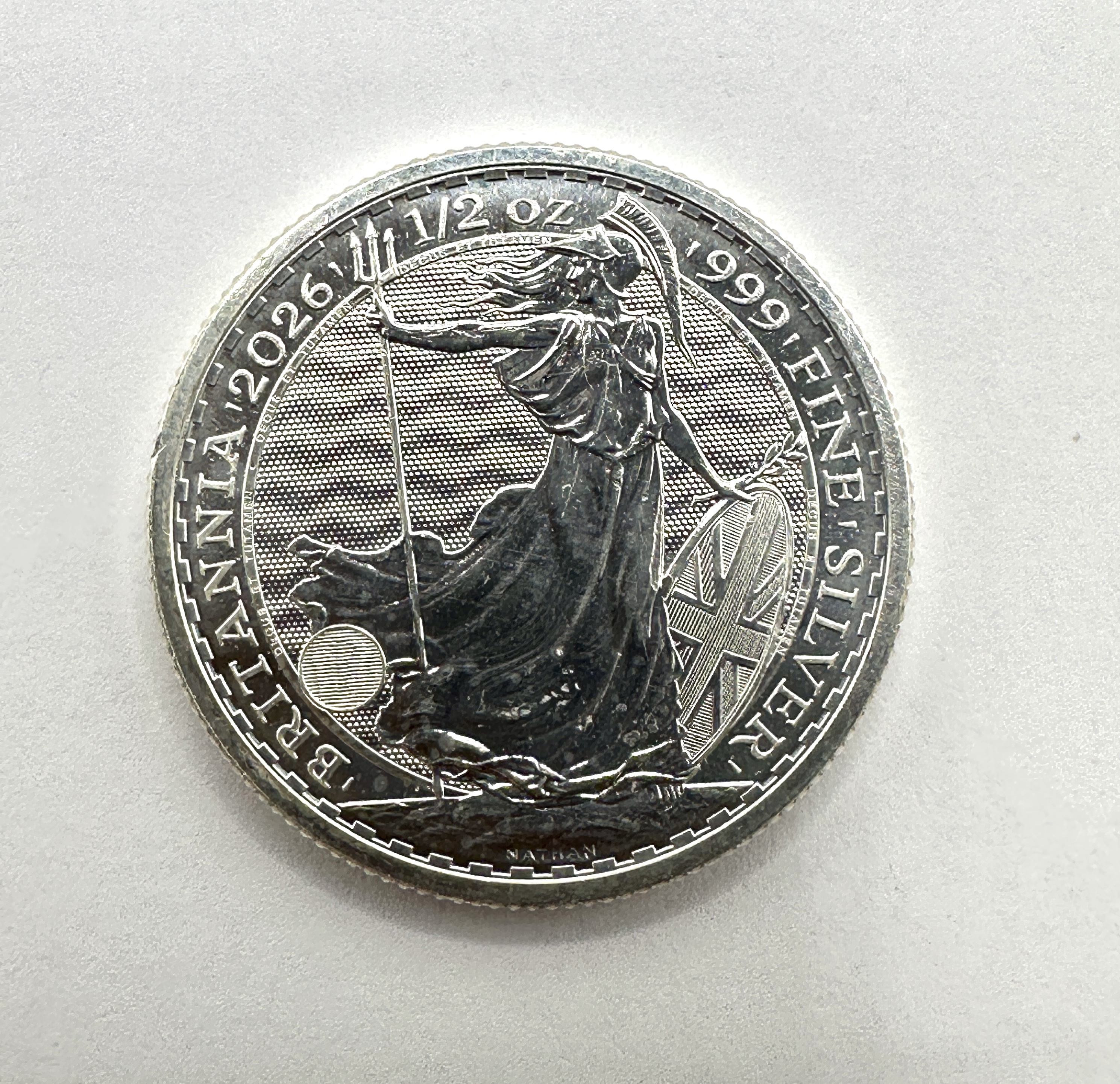 A 2024 United Kingdom Royal Mint 1/2 oz Silver Britannia One Pound Coin