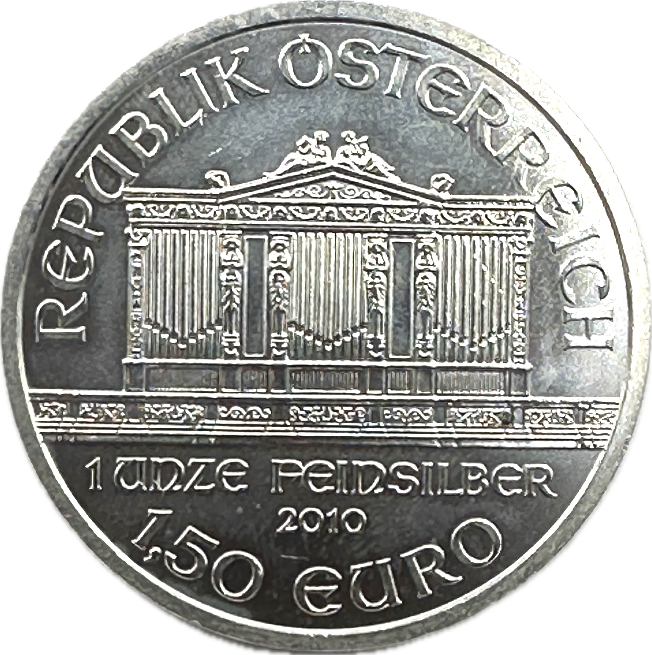 2010 Austria 1.50 Euro 1 oz Silver Philharmonic Coin