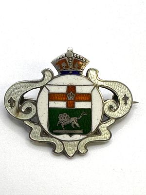 A 925 silver and enamel heraldic brooch for the City of Victoria British Columbia. A 