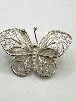 Sterling Silver Filigree Butterfly Brooch. A brooch designed as a butterfly, crafted from 925 