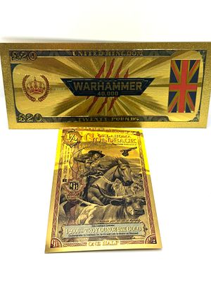 Two Collectible Currency Notes including a 1/2 Oklahoma Goldback and a Warhammer 40,000 